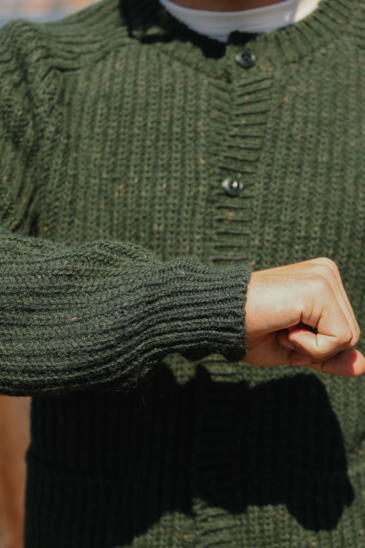 3sixteen Fisherman Cardigan- Hunter Green
