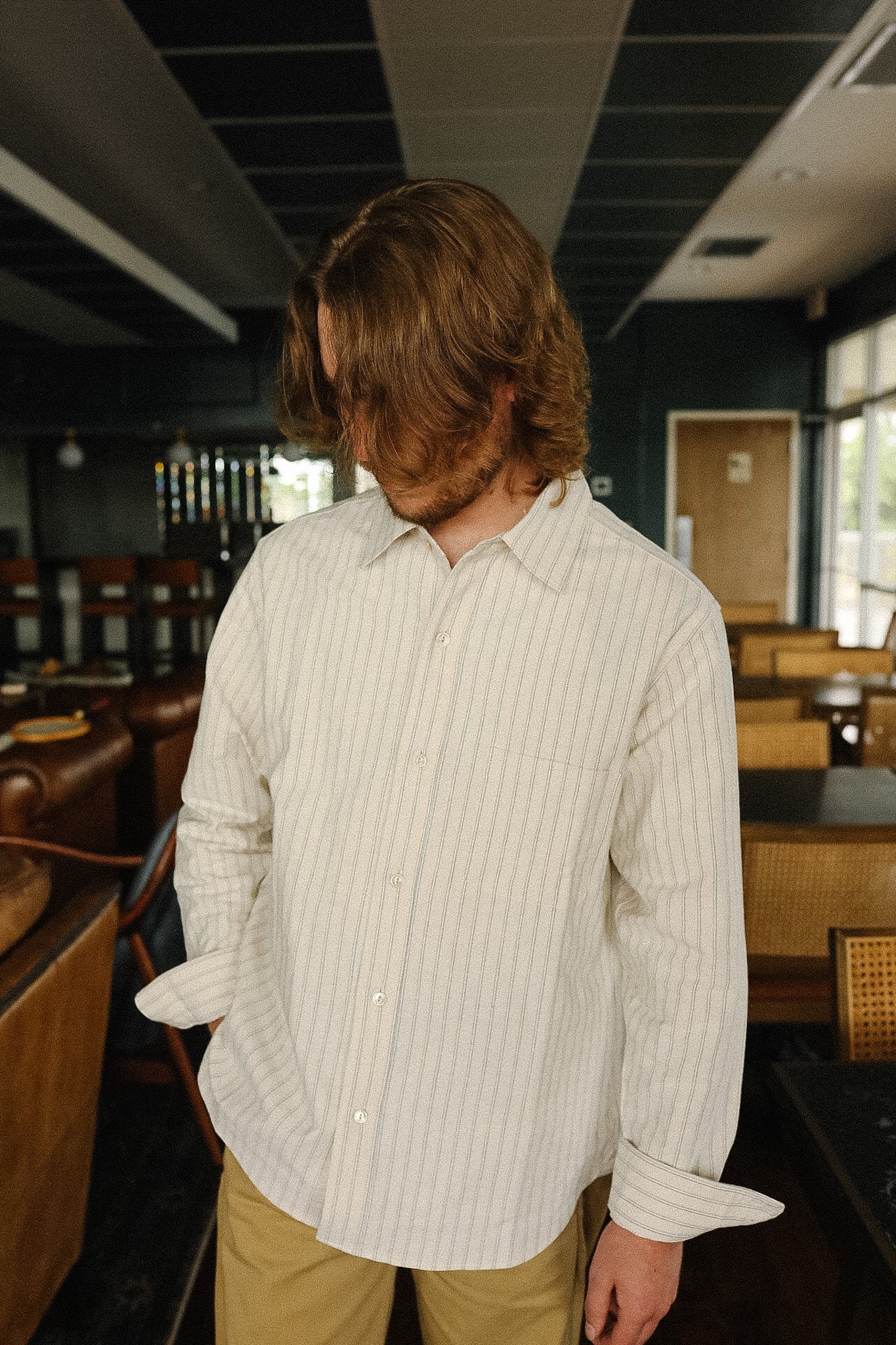 ANM Oxford Shirt -Cream Stripe XL