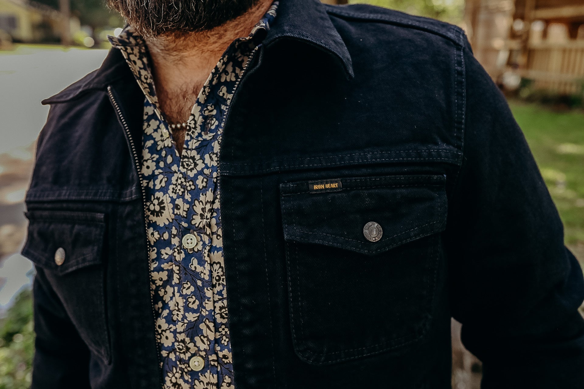 14oz Broken Twill Selvedge Denim Work Jacket - Indigo Overdyed Black