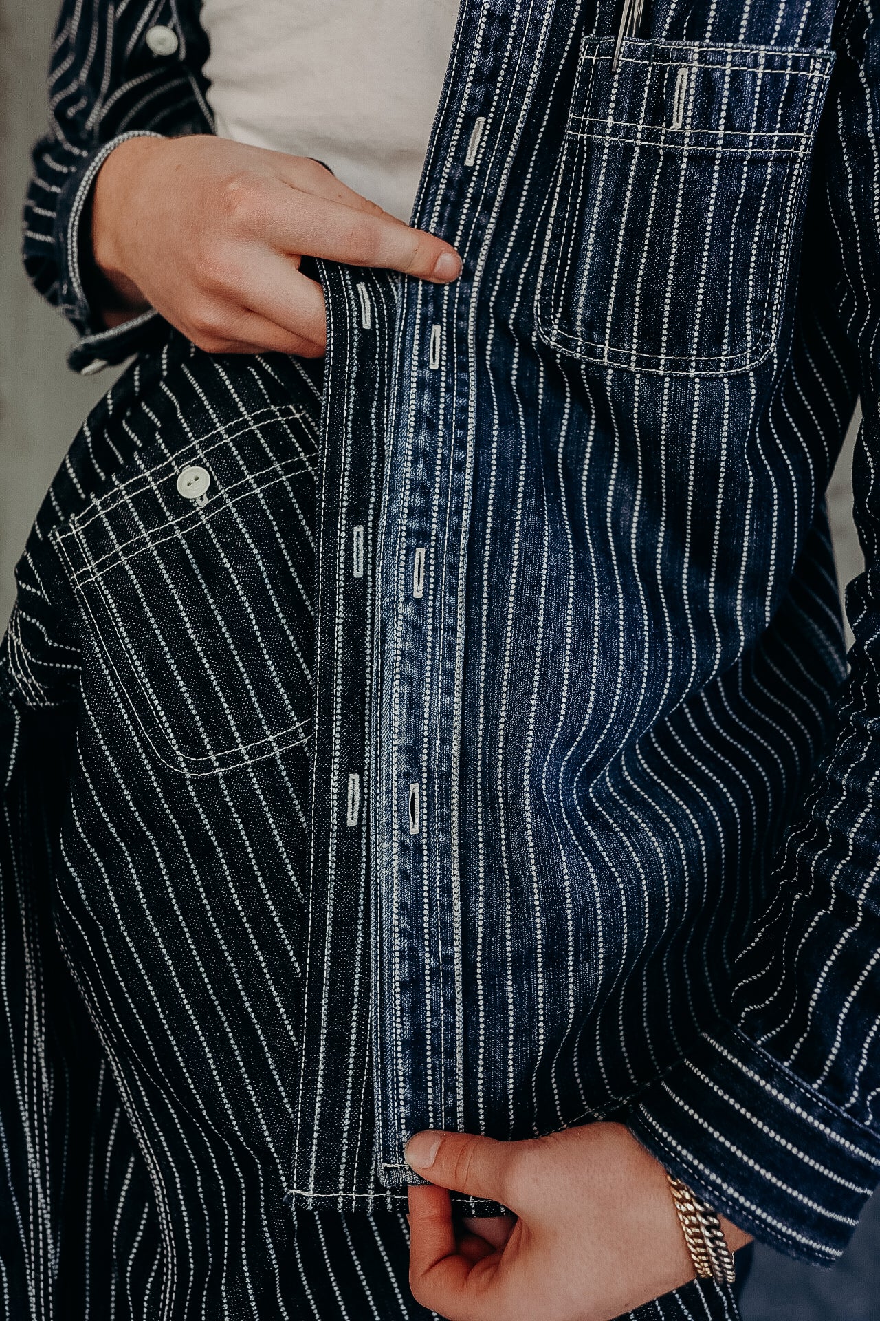 トップス RRL Wabash Denim Work Shirt M The Flat Head Wabash Slub Denim Work Shirt – Pure Indigo