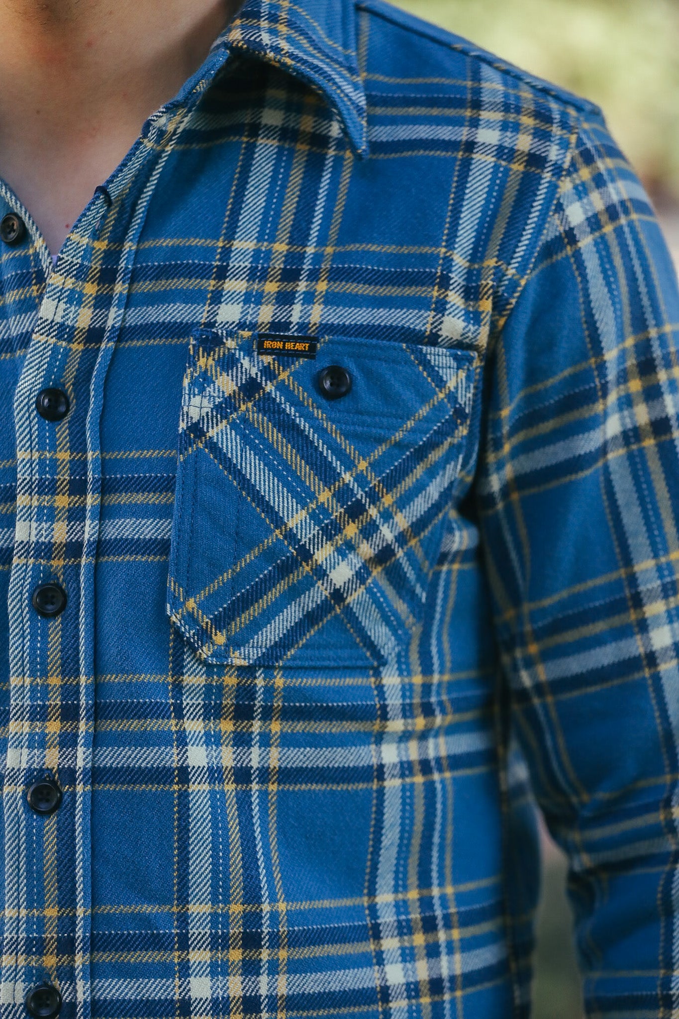 Ultra Heavy Flannel American Check Work Shirt - Blue IHSH-435-BLU