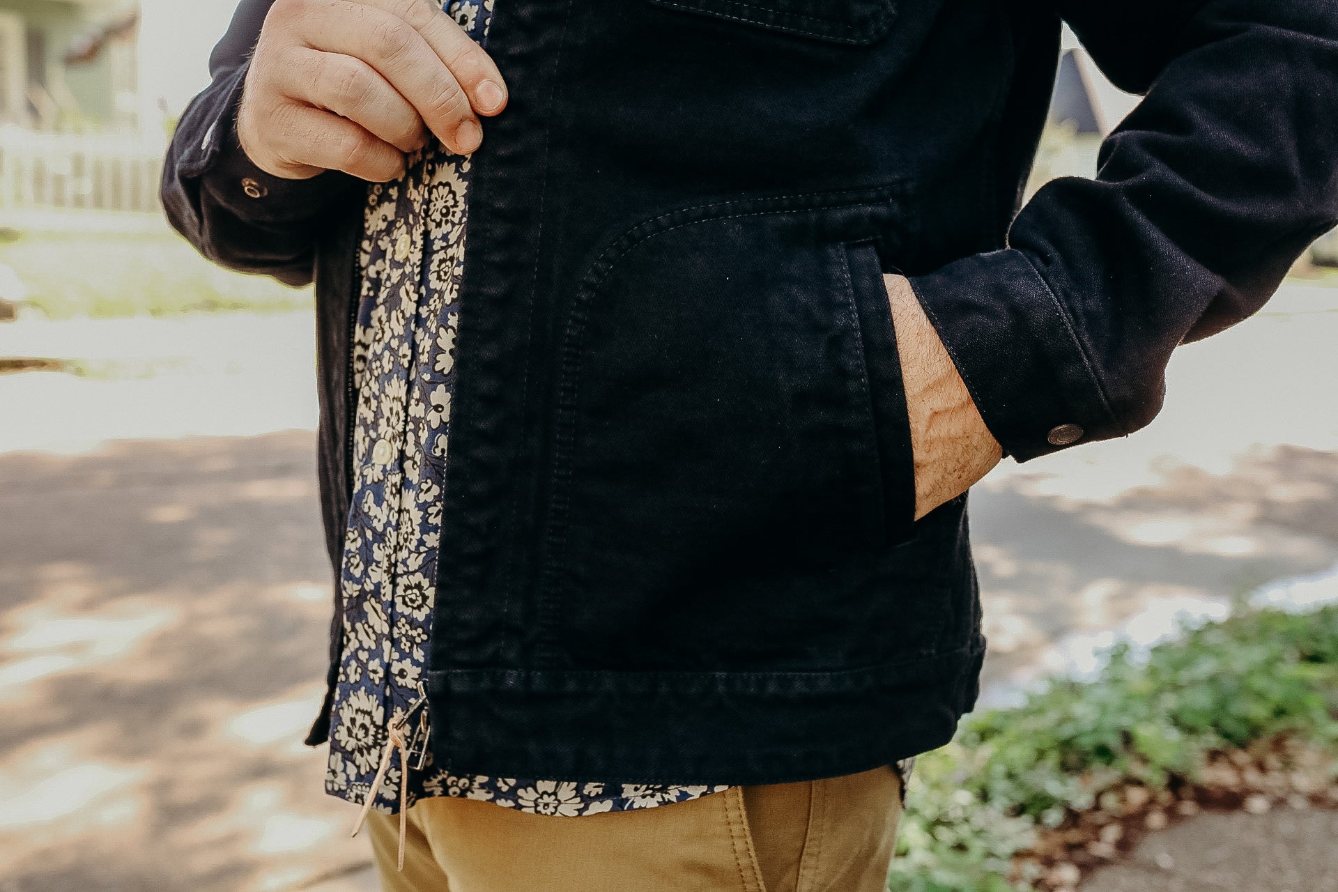 14oz Broken Twill Selvedge Denim Work Jacket - Indigo Overdyed Black