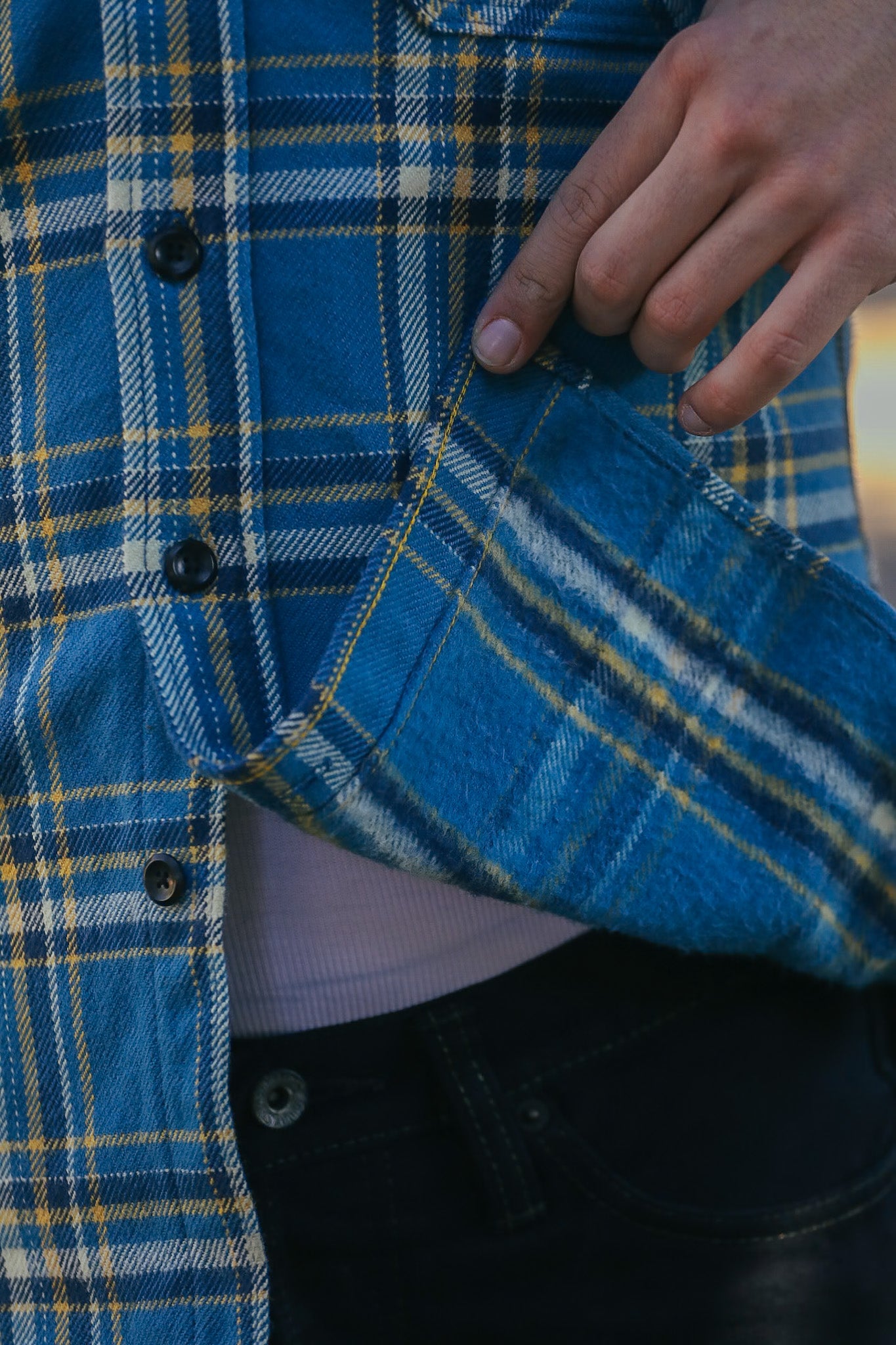 Ultra Heavy Flannel American Check Work Shirt - Blue IHSH-435-BLU