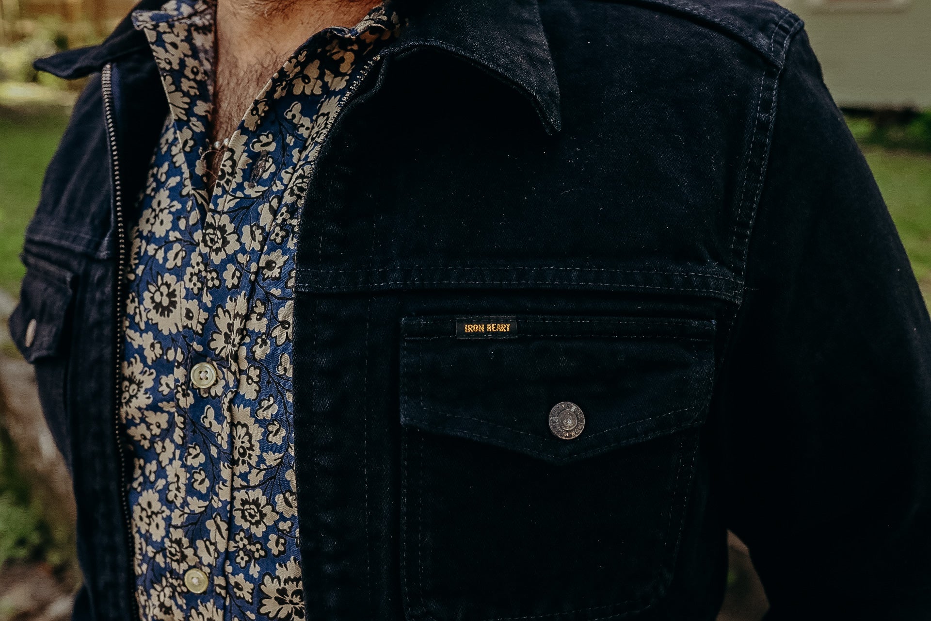 14oz Broken Twill Selvedge Denim Work Jacket - Indigo Overdyed Black