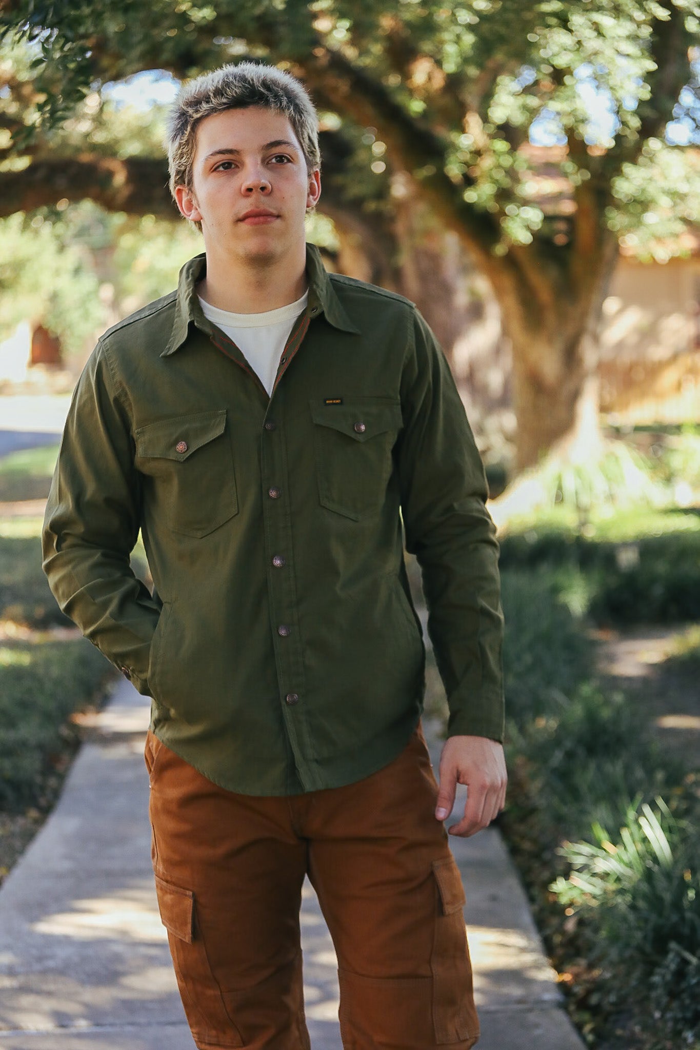 8oz Military Whipcord CPO Shirt - Olive IHSH-425-OLV