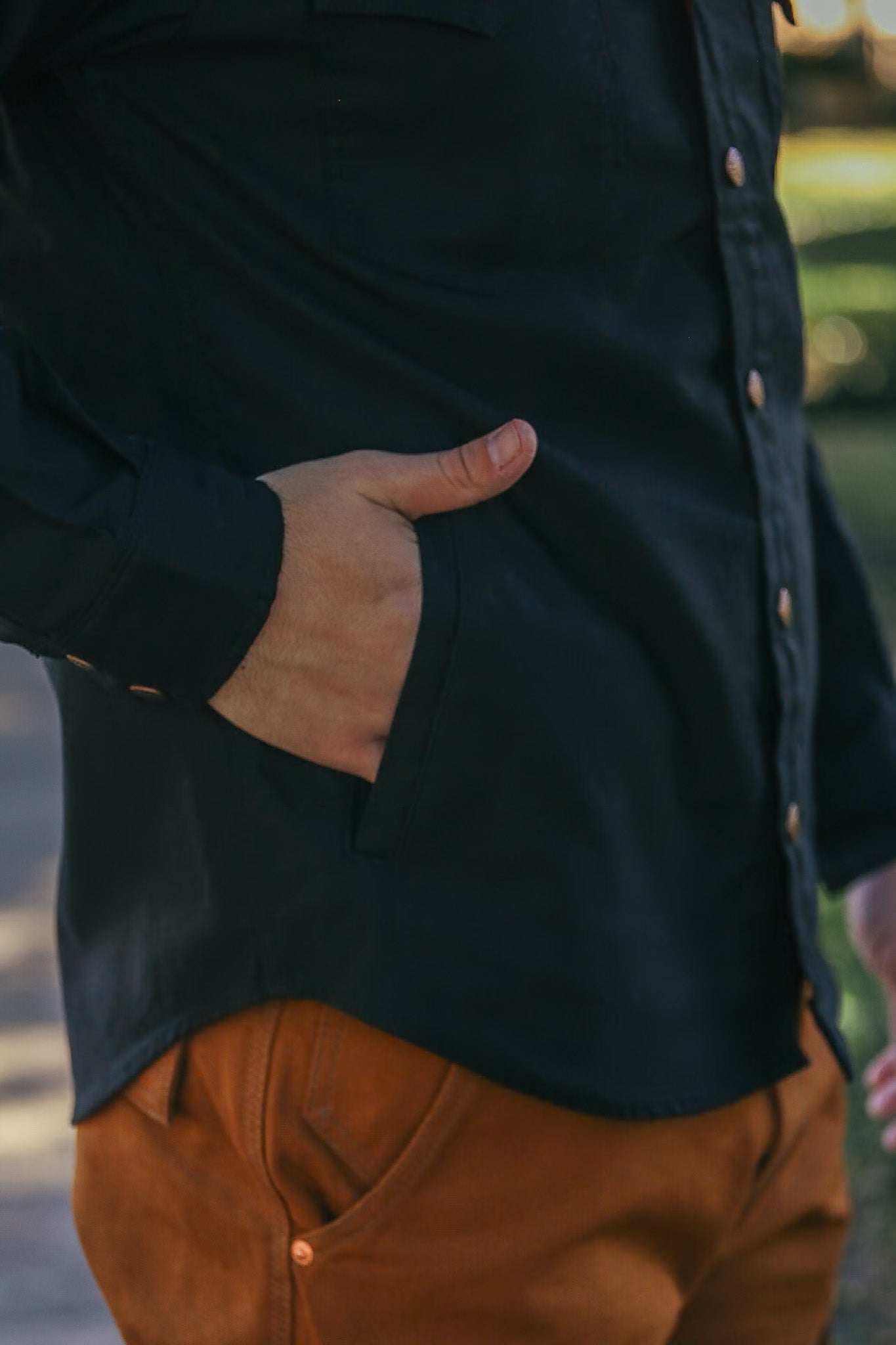 8oz Military Whipcord CPO Shirt - Black IHSH-425-BLK