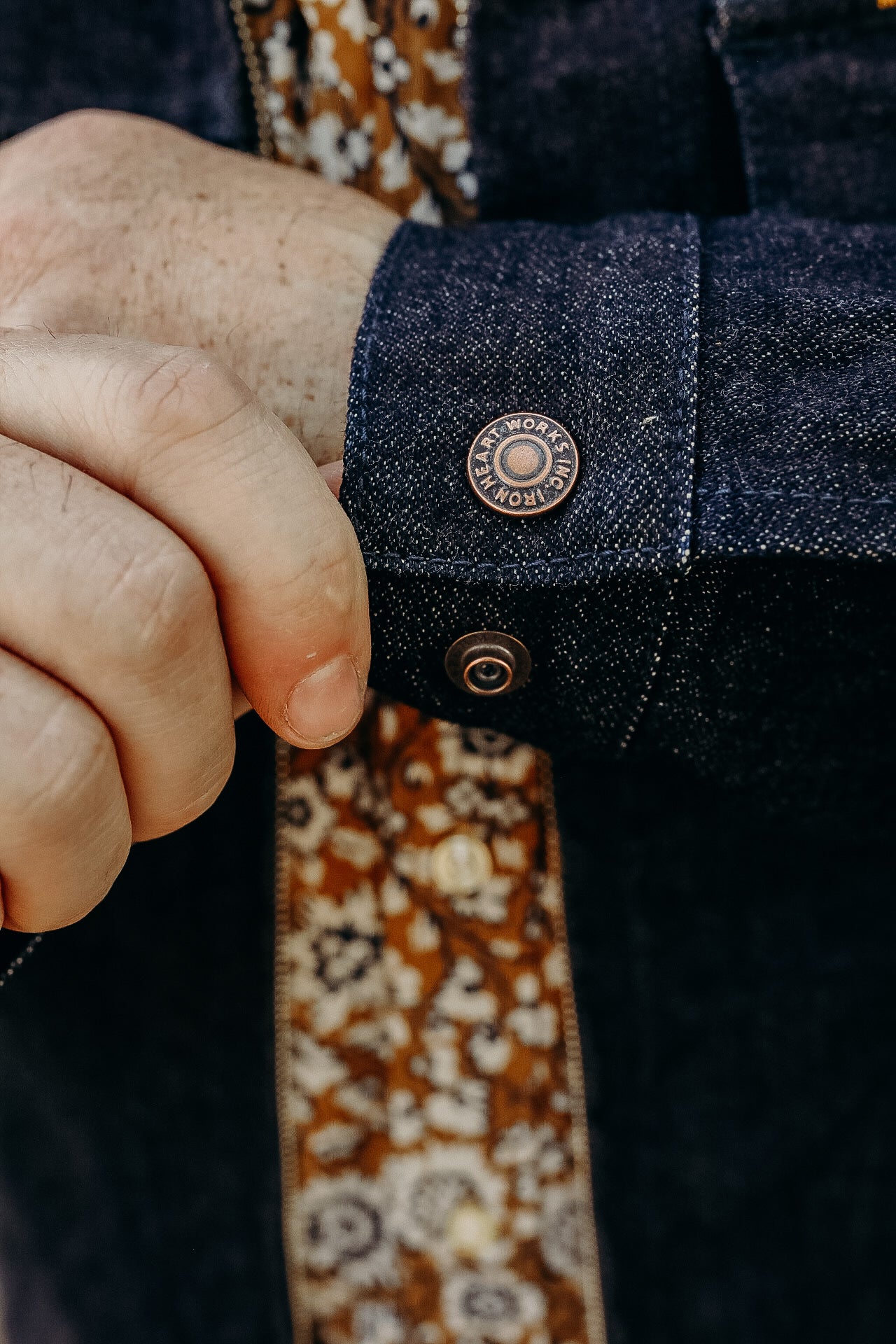 Iron Heart IHJ-122-IND 14oz Broken Twill Selvedge Denim Work Jacket Indigo