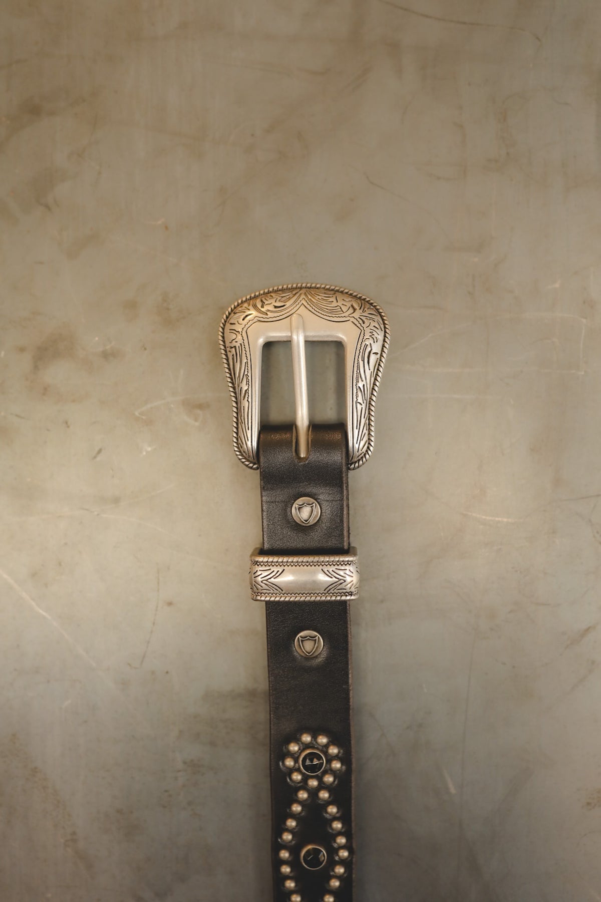 Hollywood Trading Co. Studded 3 Piece Western Belt- Black/Black