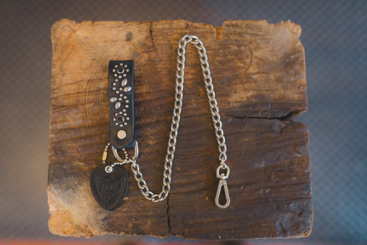 Hollywood Trading Co. Studded Wallet Chain- Black/Black
