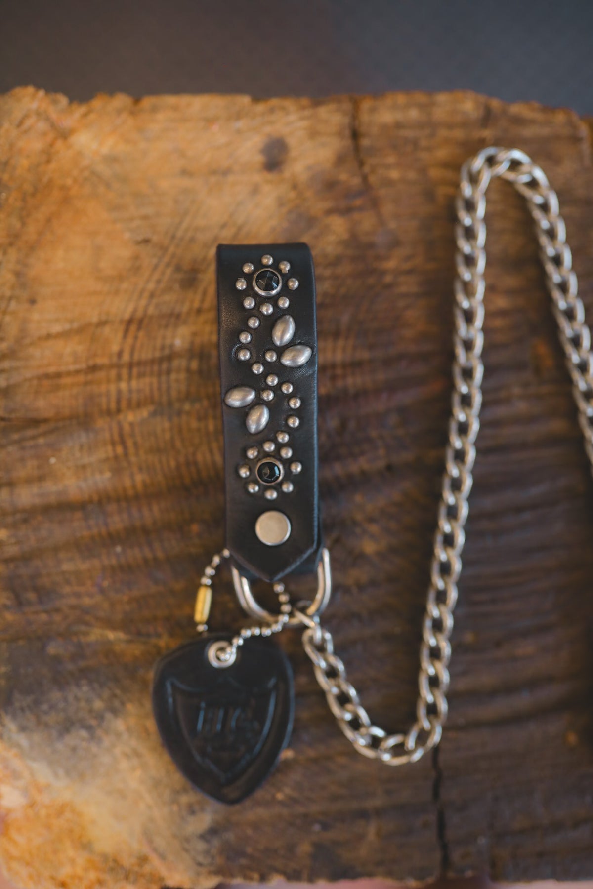 Hollywood Trading Co. Studded Wallet Chain- Black/Black