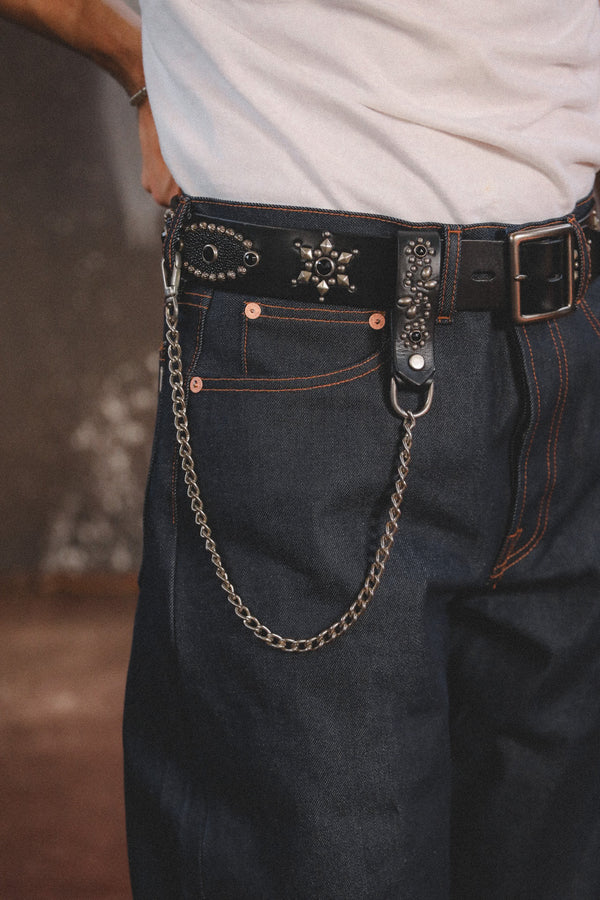 Hollywood Trading Co. Studded Wallet Chain- Black/Black