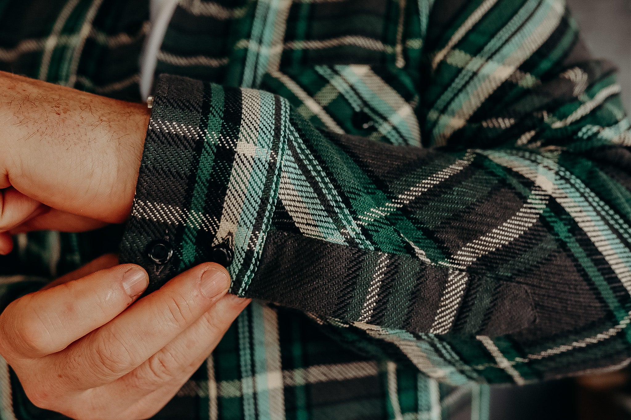 Bryson Shirt- Unbrushed Check, Black / Green / White / Turquoise