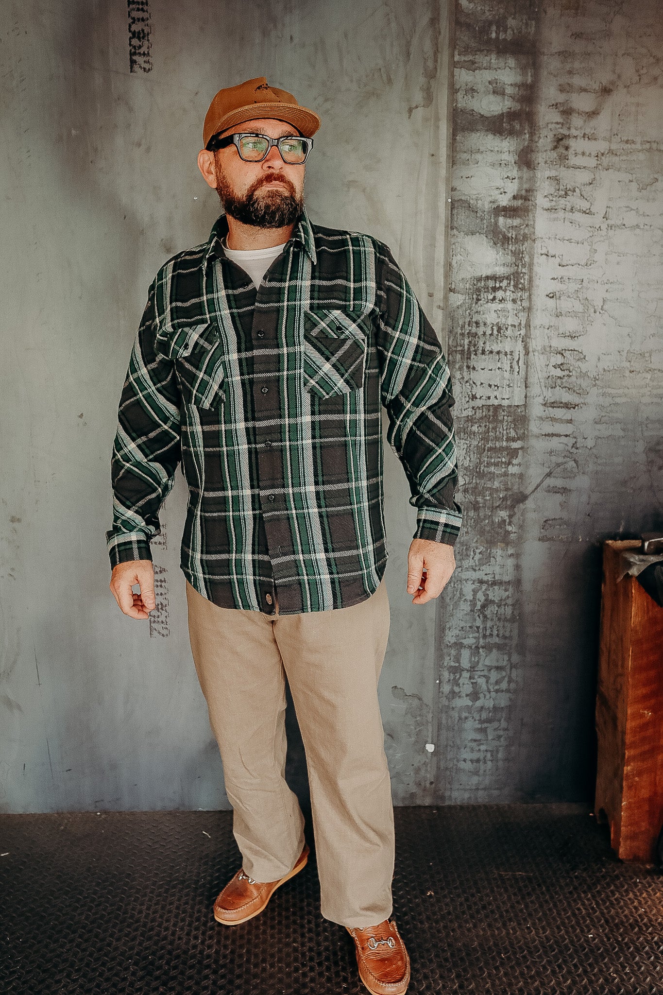 Bryson Shirt- Unbrushed Check, Black / Green / White / Turquoise