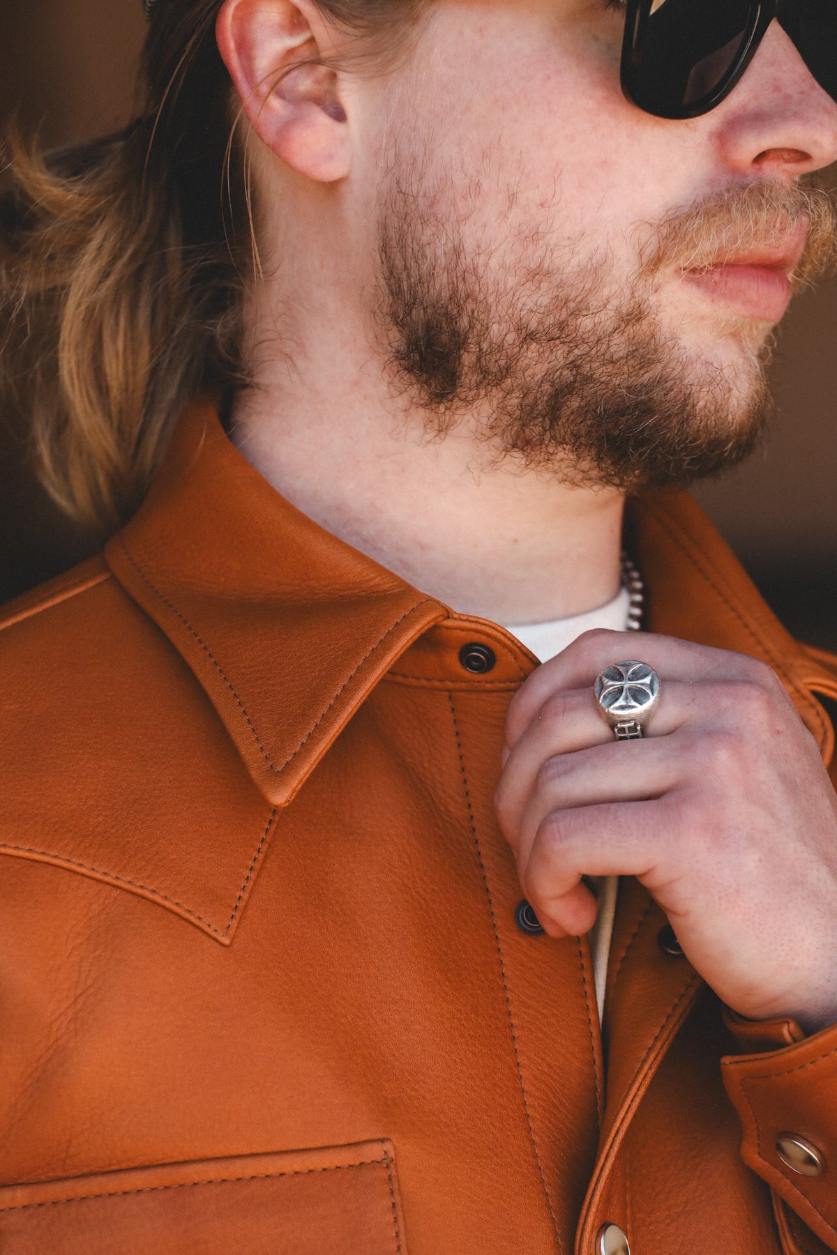 Y'2 SS-13 Steer Oil Western Shirt- Camel