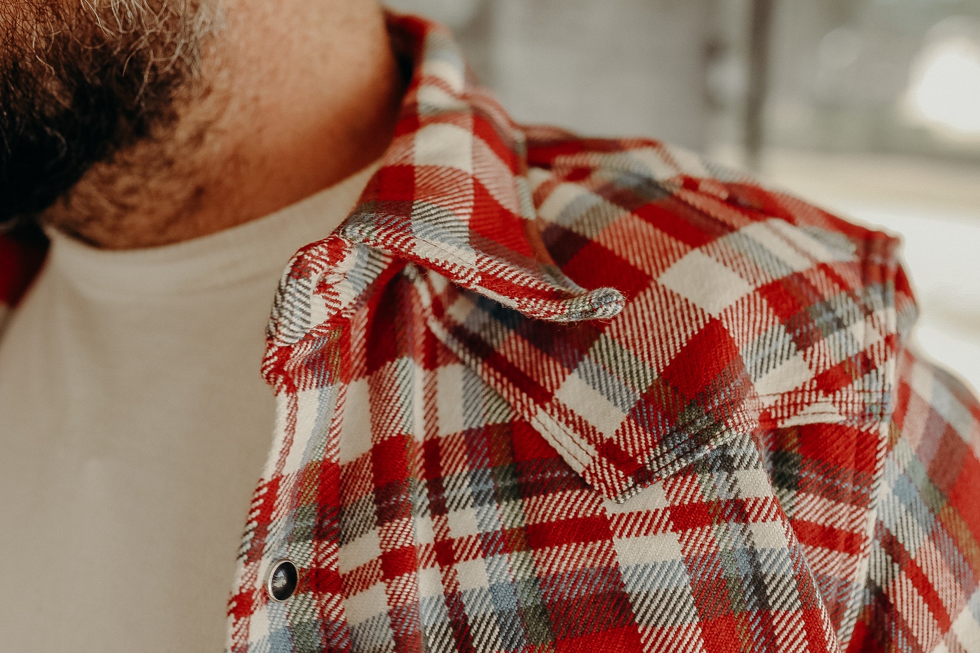 Ultra Heavy Flannel Crazy Check Western Shirt - Red