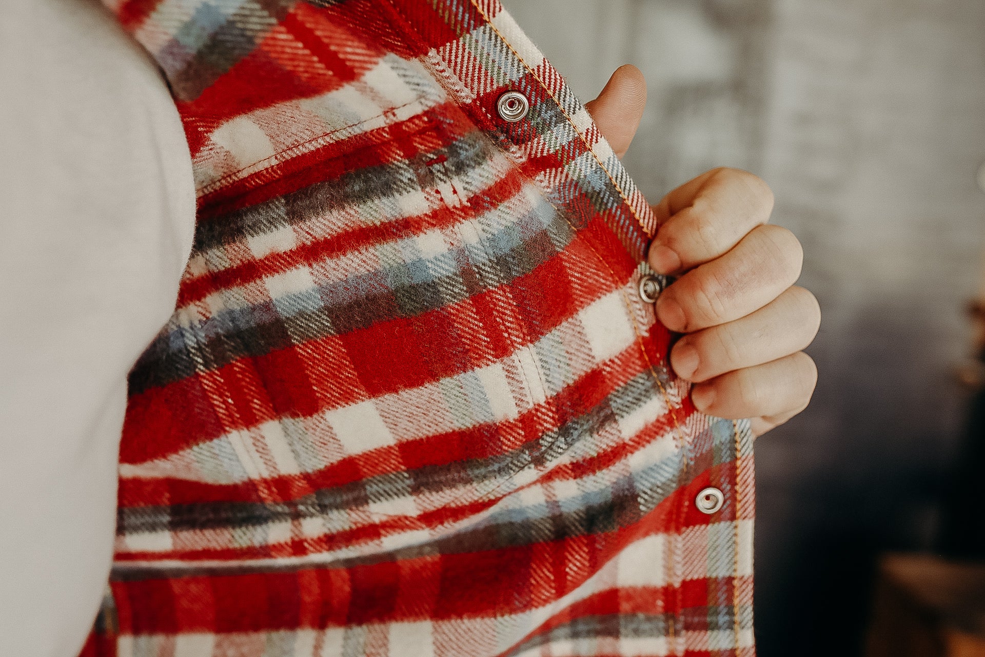 Ultra Heavy Flannel Crazy Check Western Shirt - Red