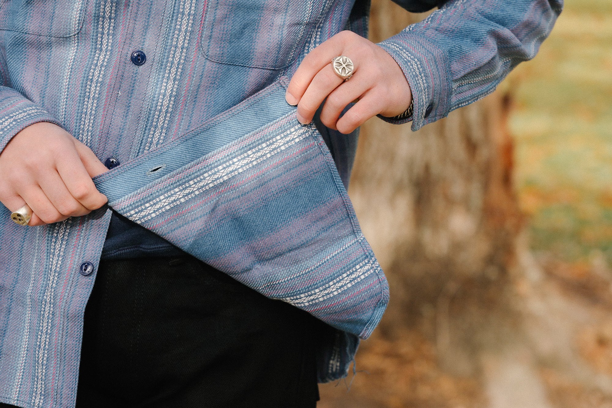 SC29579 Native American Indigo Dobby Work Shirt- Light Blue