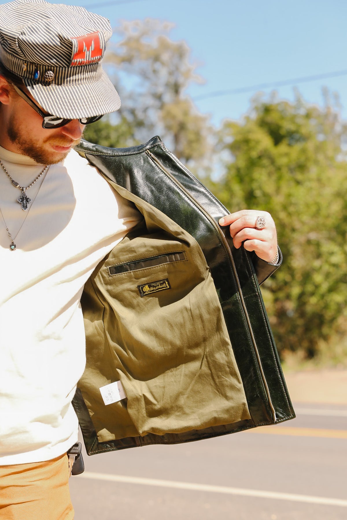 Y'2 Y2-11 Oil Wax Horsehide Archaeologist Jacket- Olive Green