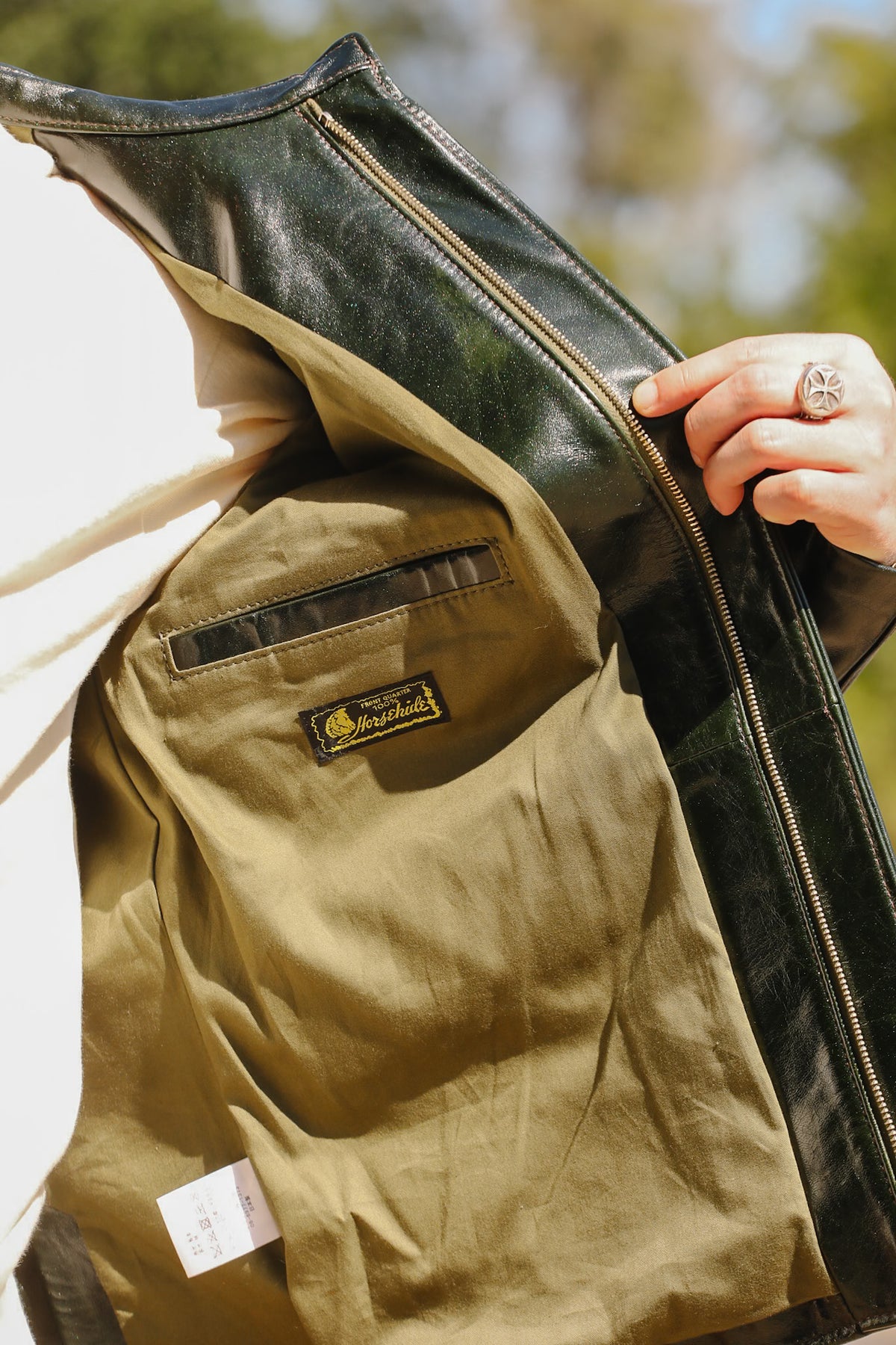 Y'2 Y2-11 Oil Wax Horsehide Archaeologist Jacket- Olive Green