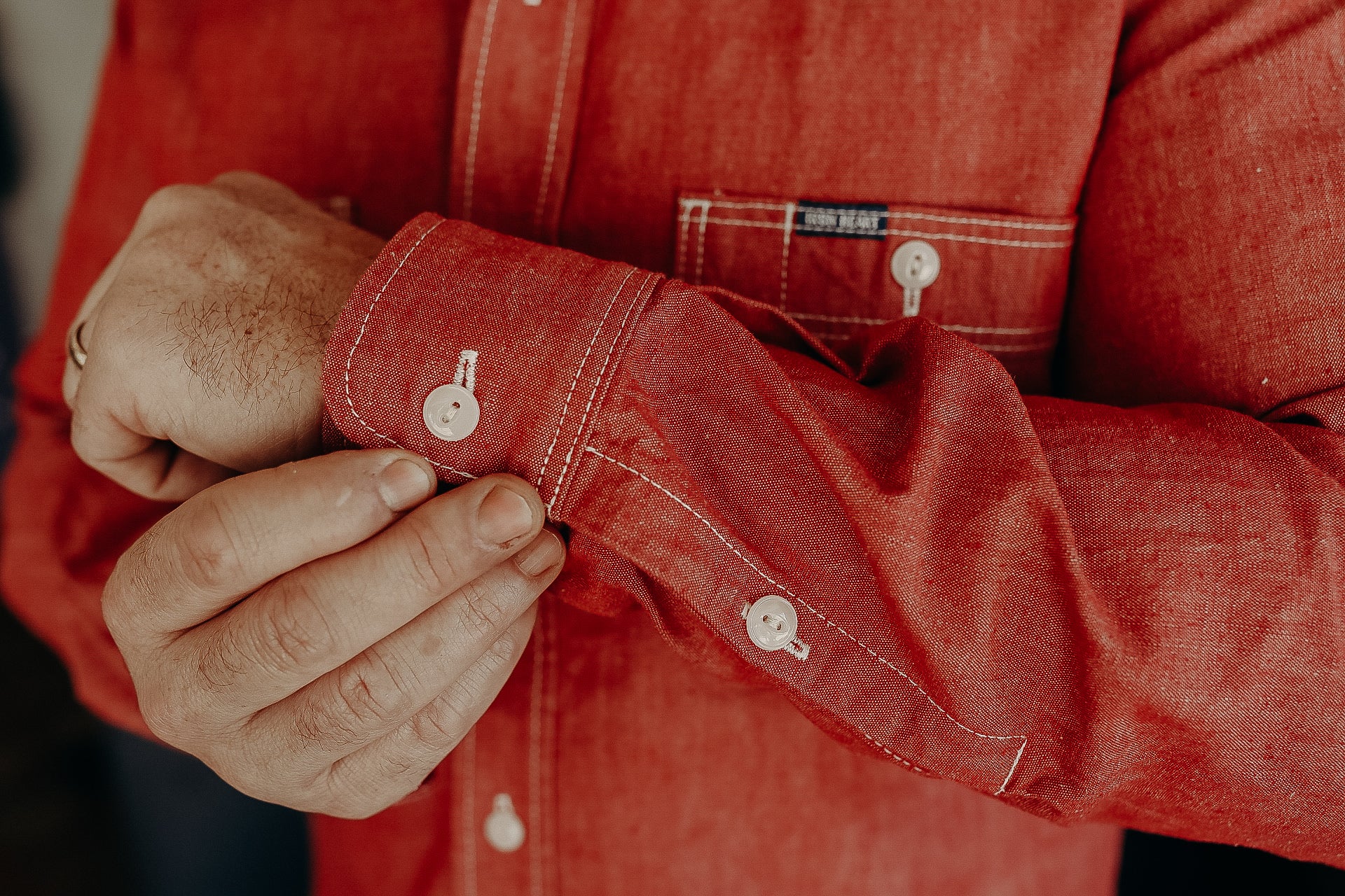 10oz Organic Chambray Work Shirt - Red