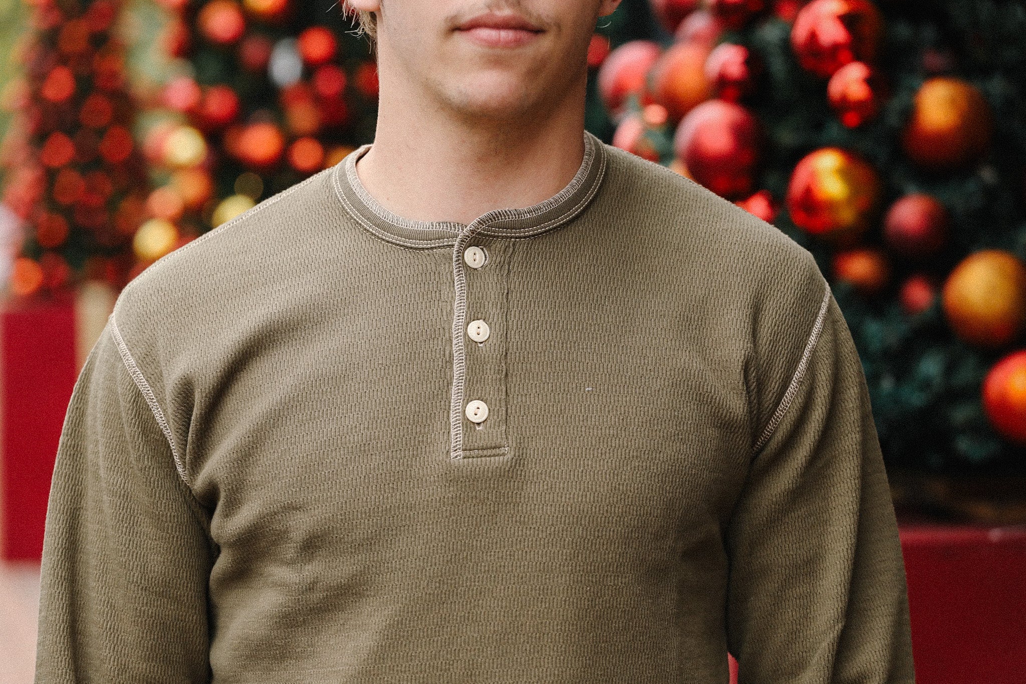 FN-THLH-004 - The Flat Head Thermal L/S Henley T-shirt - Olive