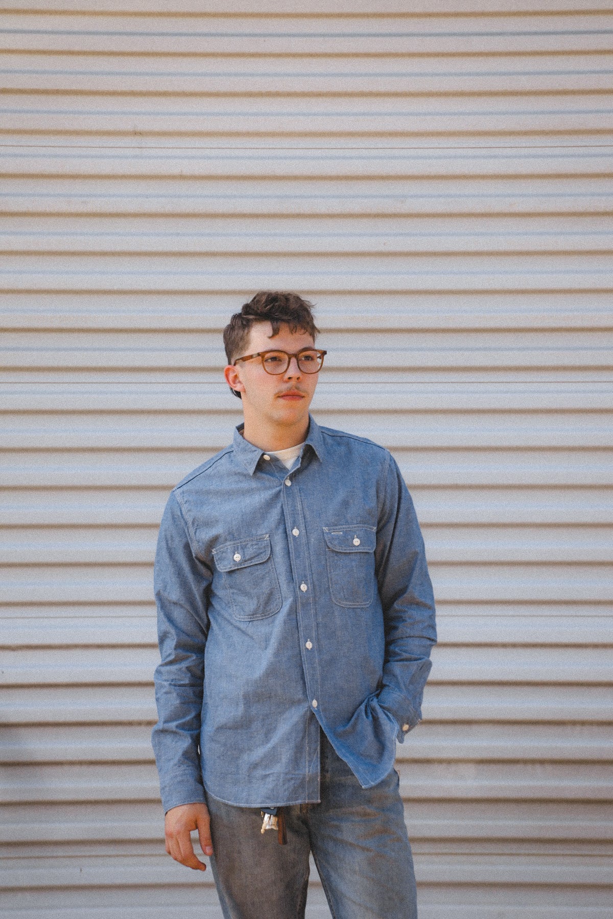 F3494 FOB Factory Chambray Work Shirt- Indigo
