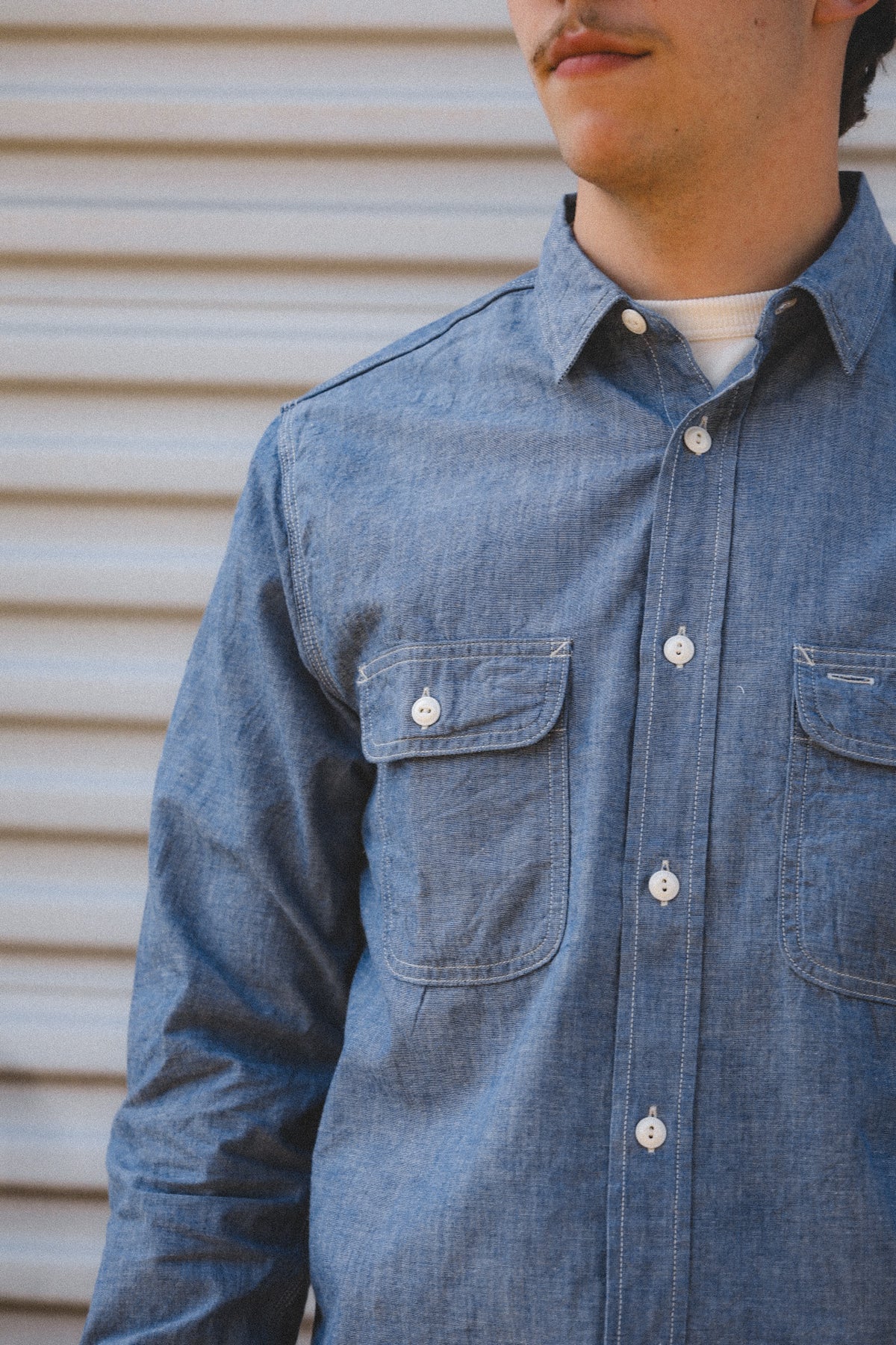 F3494 FOB Factory Chambray Work Shirt- Indigo