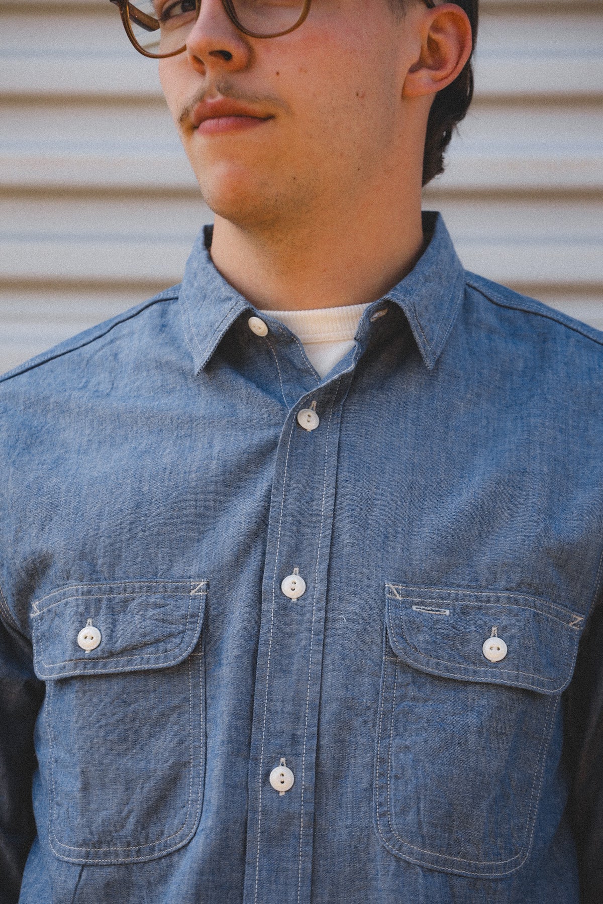 F3494 FOB Factory Chambray Work Shirt- Indigo