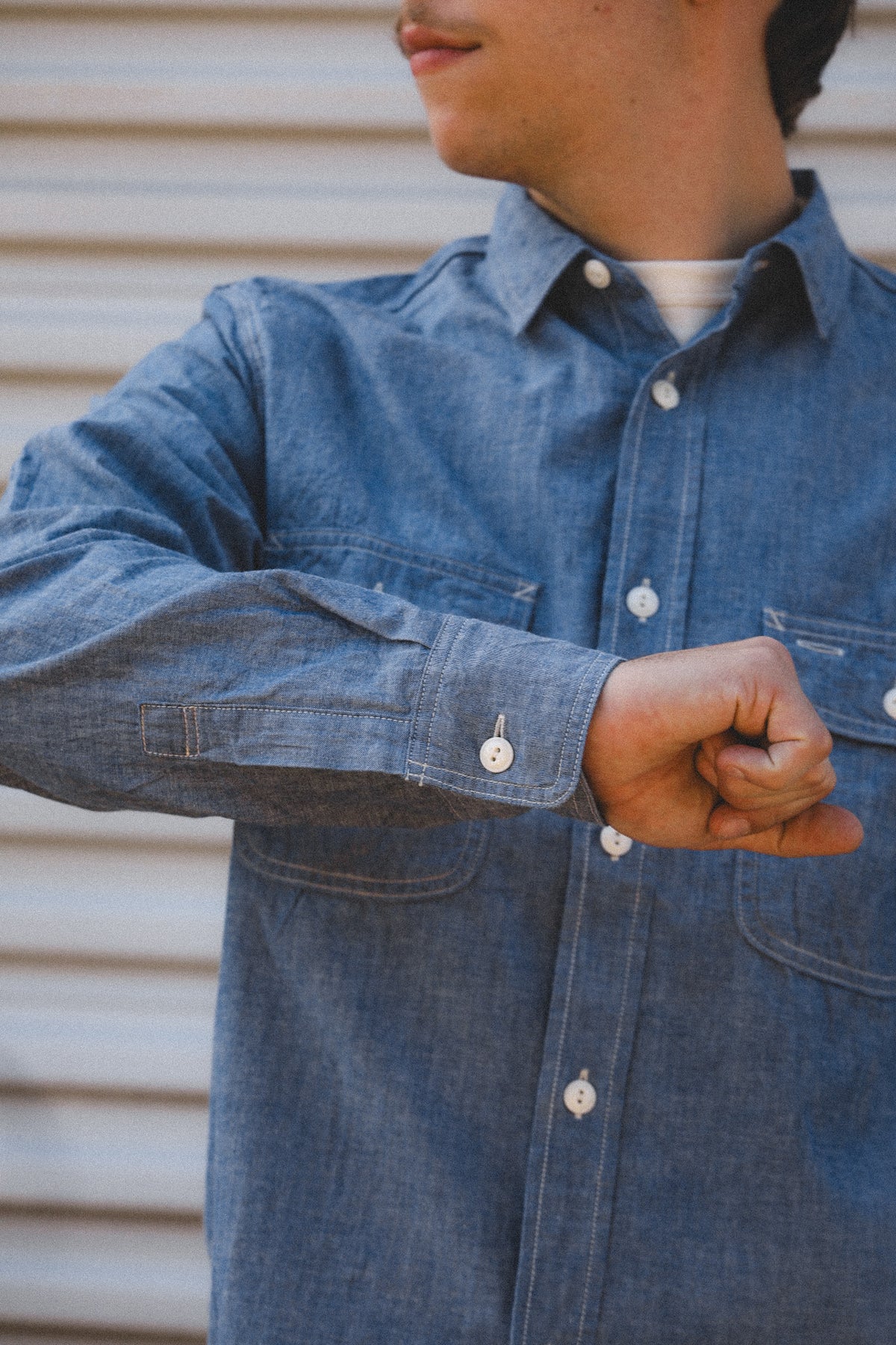 F3494 FOB Factory Chambray Work Shirt- Indigo