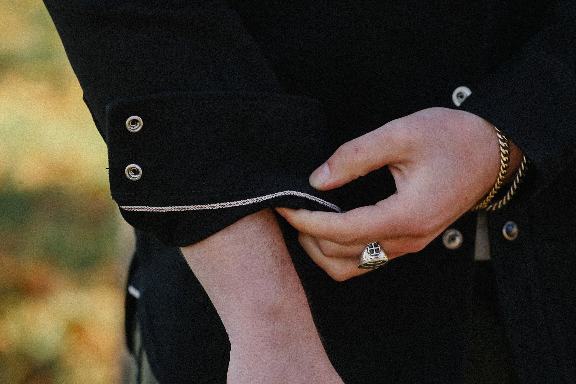 IHSH-218-BLK 12oz Selvedge Denim Western Shirt "The Johnny Cash III" - Black