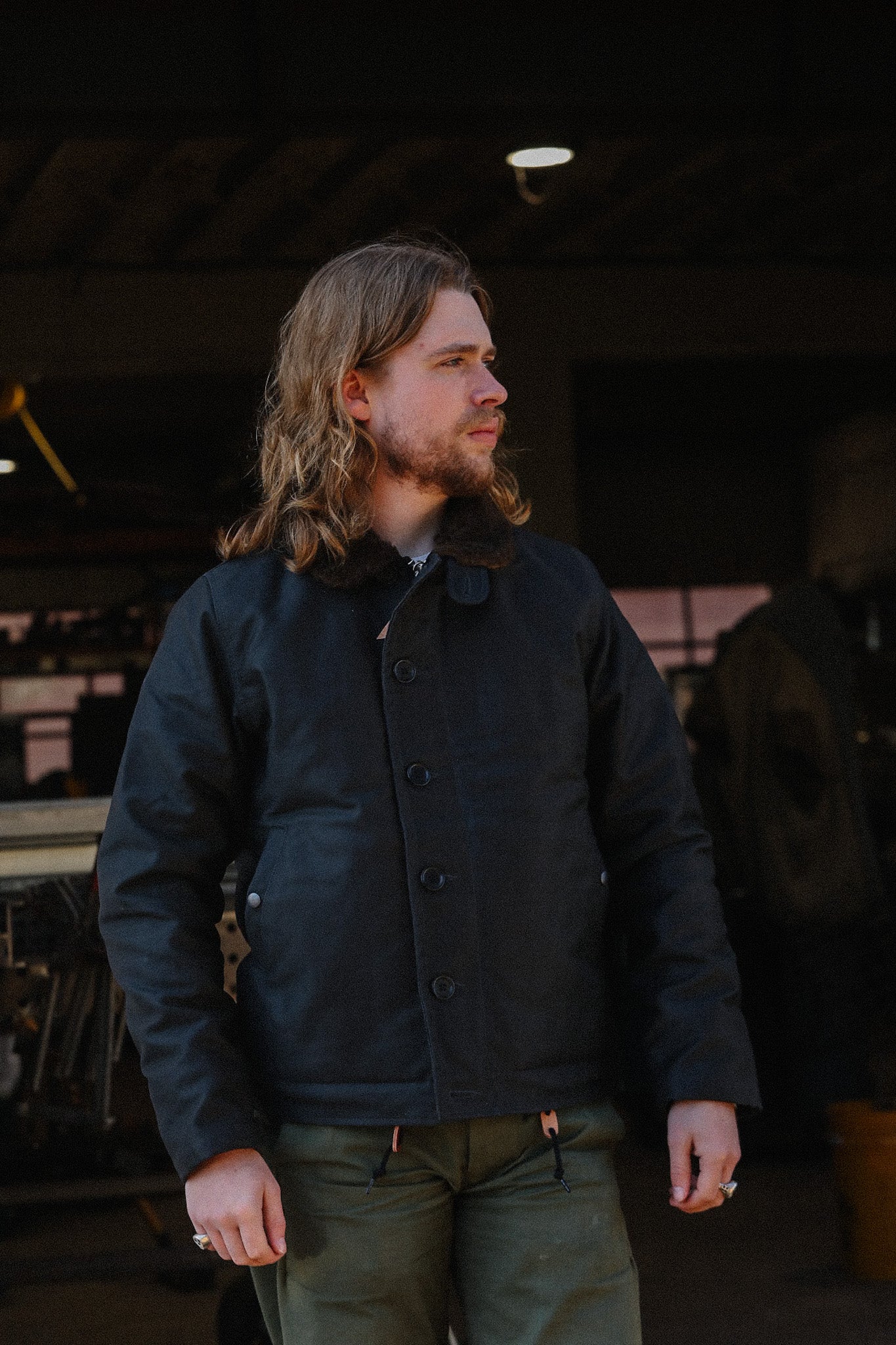 IHM-37-BLK Oiled Whipcord N1 Deck Jacket - Black