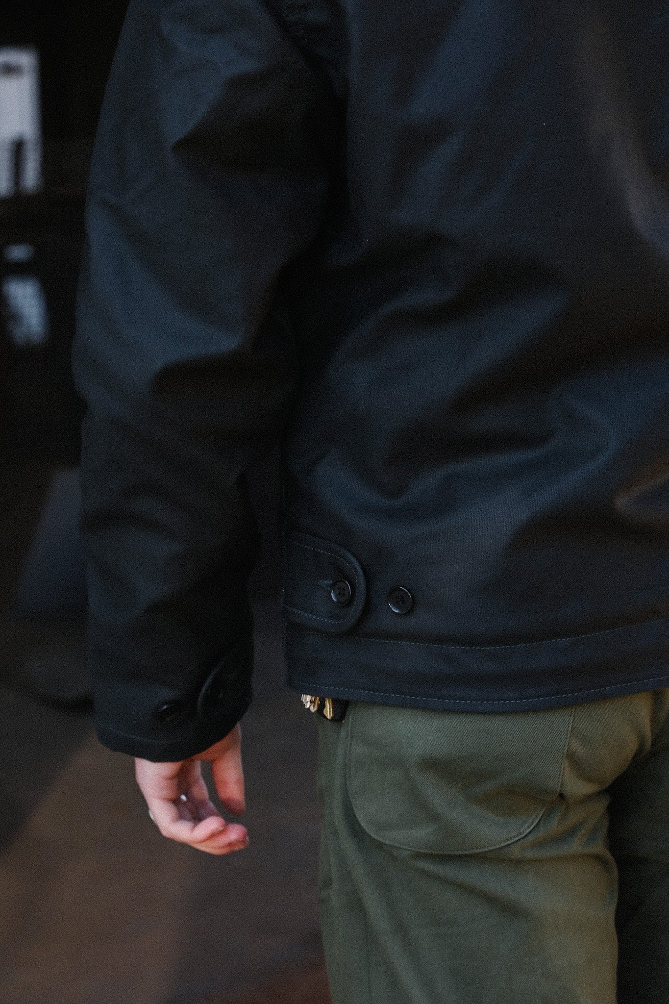 IHM-37-BLK Oiled Whipcord N1 Deck Jacket - Black