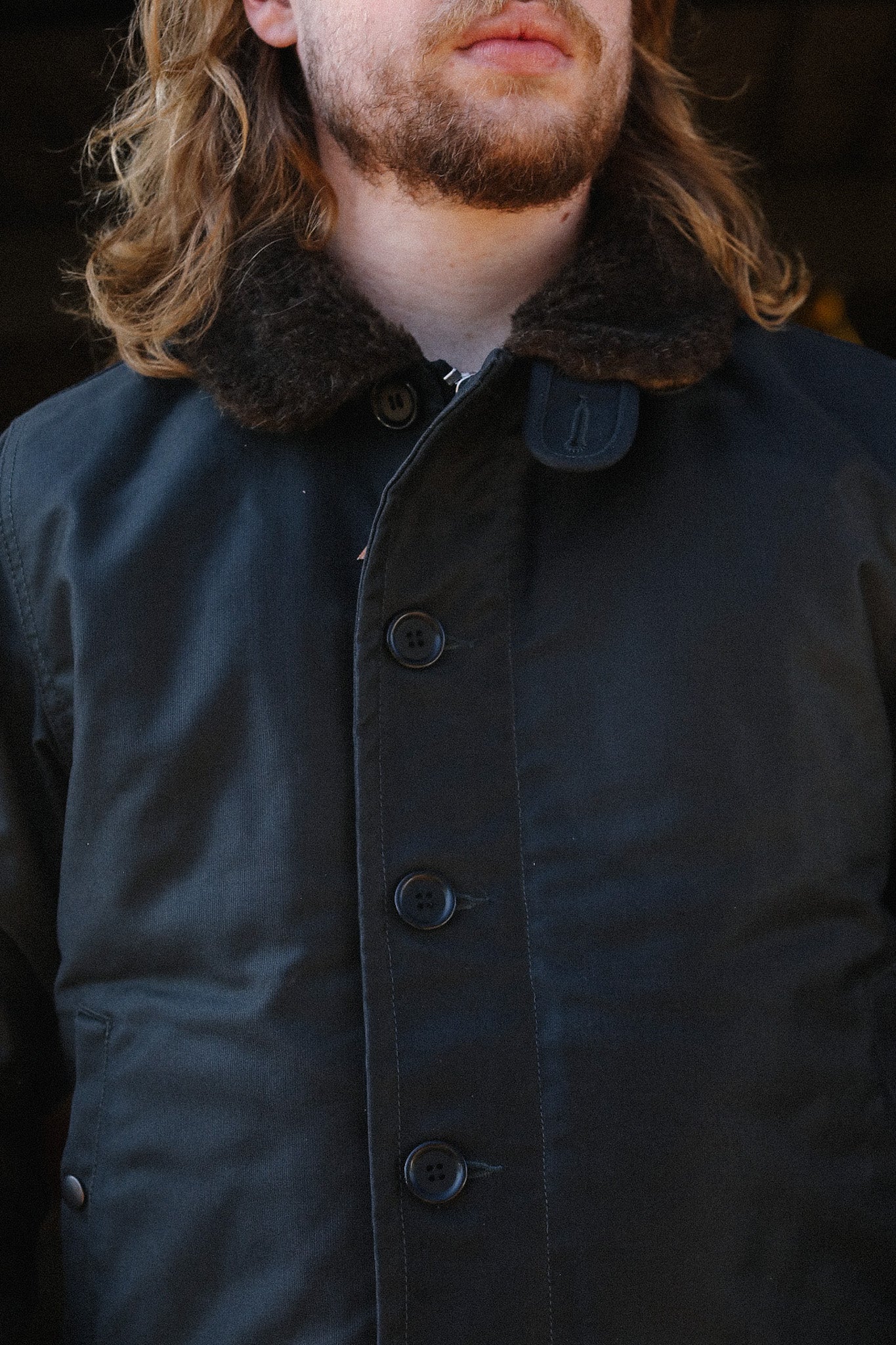 IHM-37-BLK Oiled Whipcord N1 Deck Jacket - Black