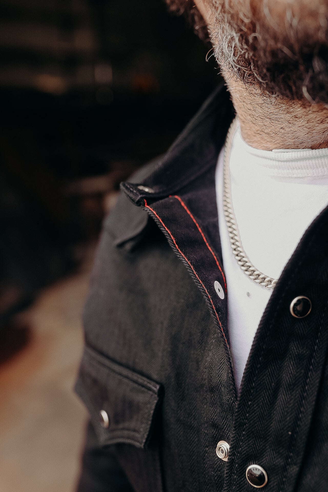 14oz Herringbone CPO Western Shirt - Black IHSH-410-BLK