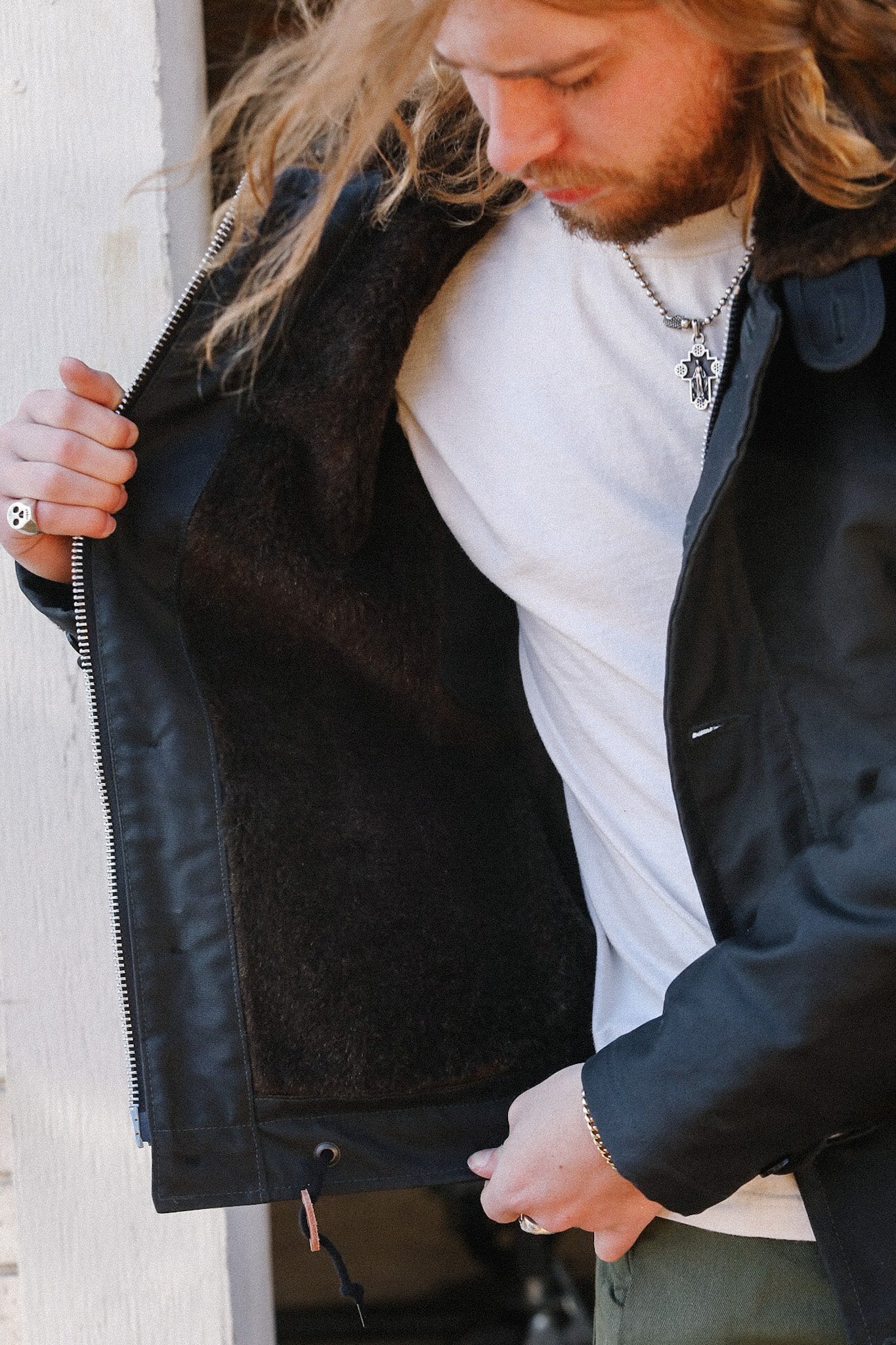 IHM-37-BLK Oiled Whipcord N1 Deck Jacket - Black