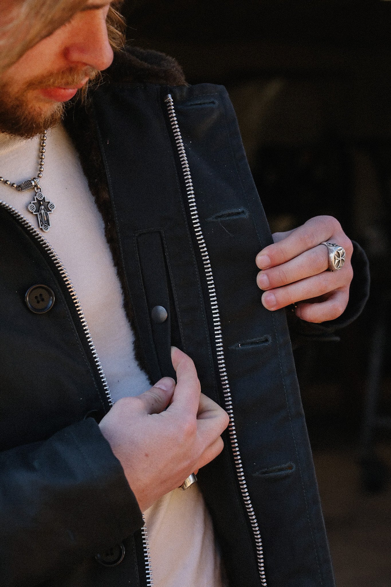 IHM-37-BLK Oiled Whipcord N1 Deck Jacket - Black