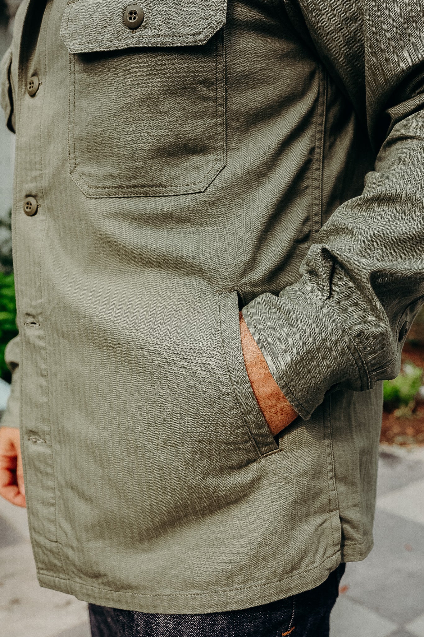 9oz Herringbone Military Shirt - Olive Drab Green IHSH-385-ODG