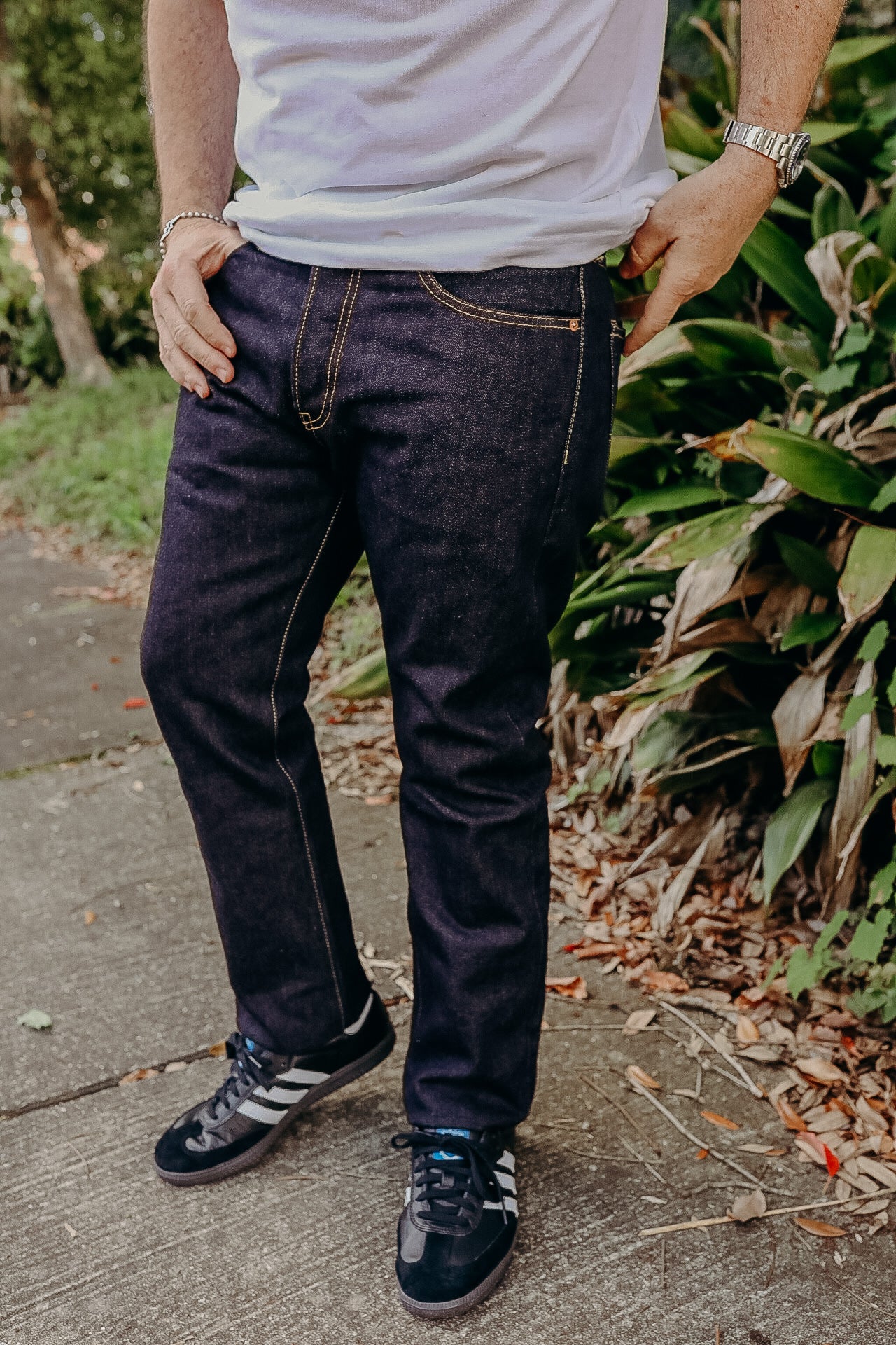 14oz 555 Broken Twill Selvedge Denim Super Slim Cut Jeans - Indigo