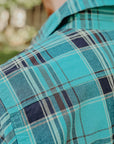 5oz Selvedge Madras Check Short Sleeve Work Shirt - Green