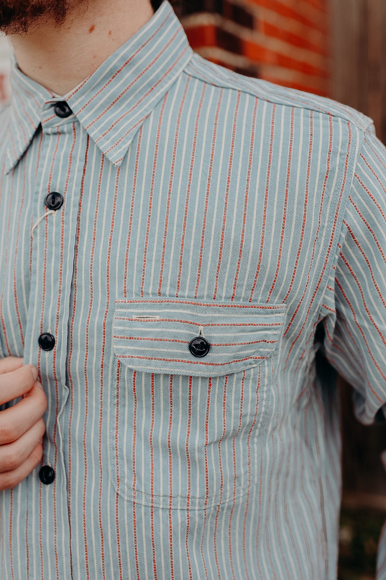 SC29146 Sugar Cane Long Sleeve Work Shirt- Dobby Stripe Blue