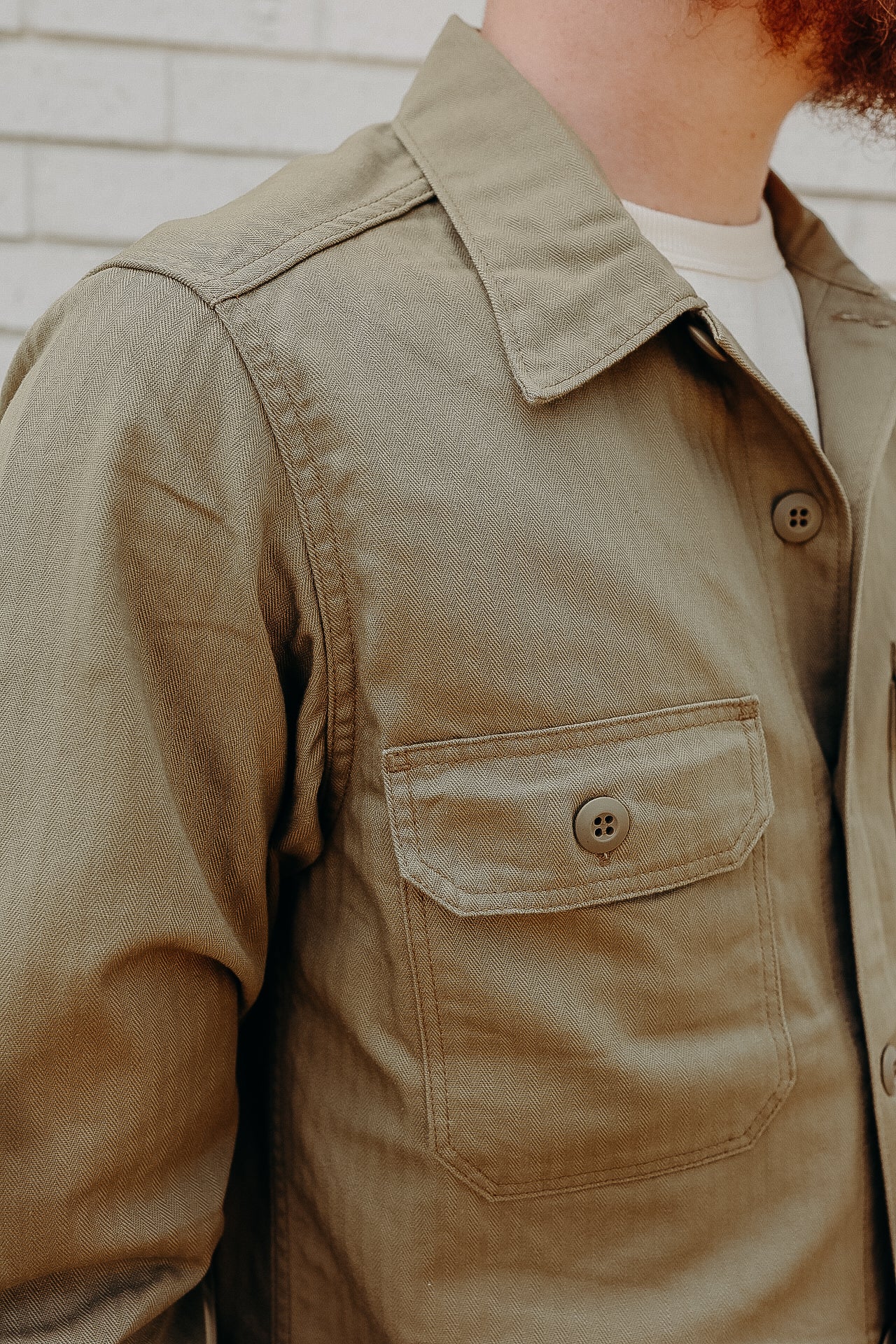 9oz Herringbone Military Shirt - Beige IHSH-385-BEI