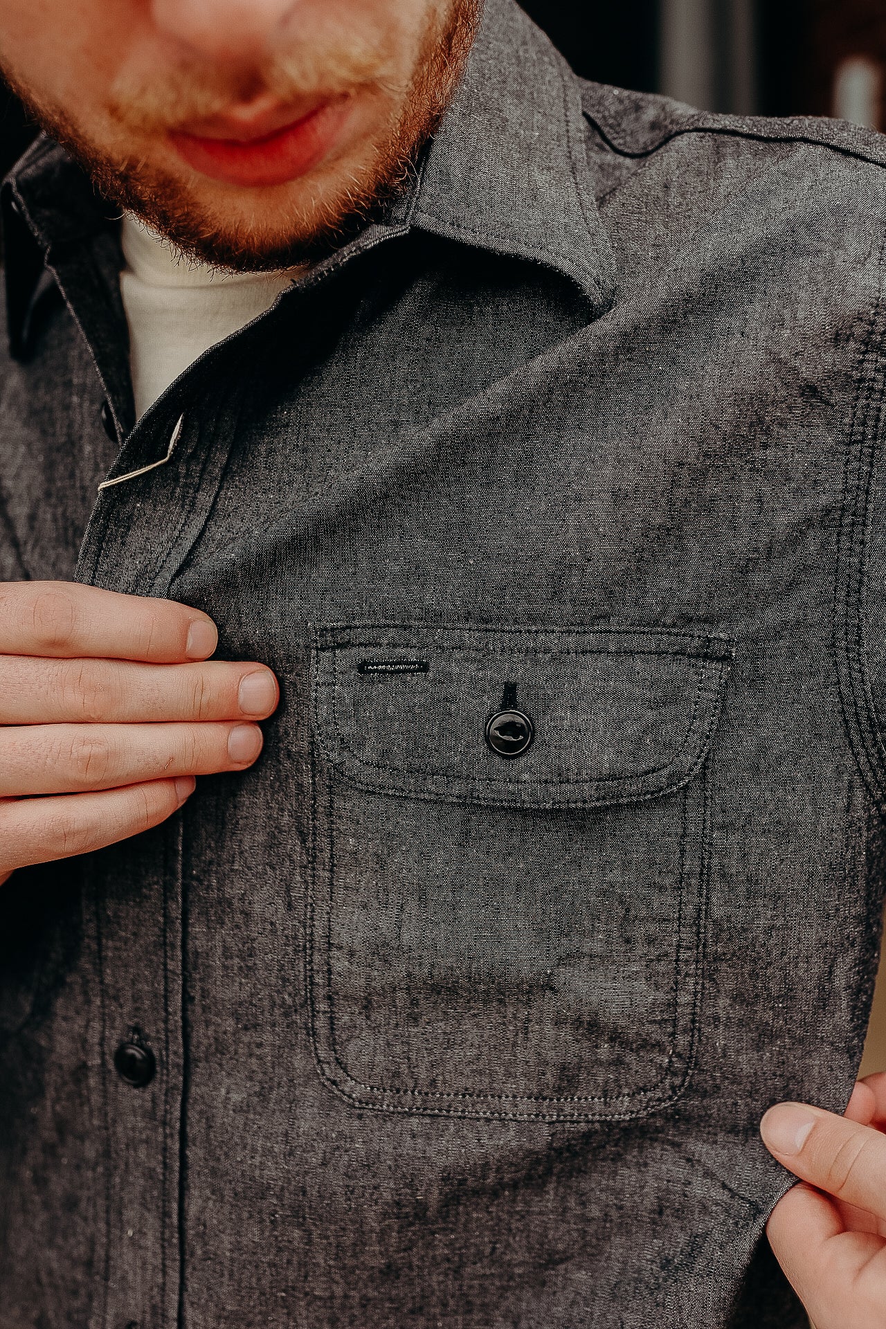 SC29159 Sugar Cane Long Sleeve Work Shirt- Black Chambray – Iron