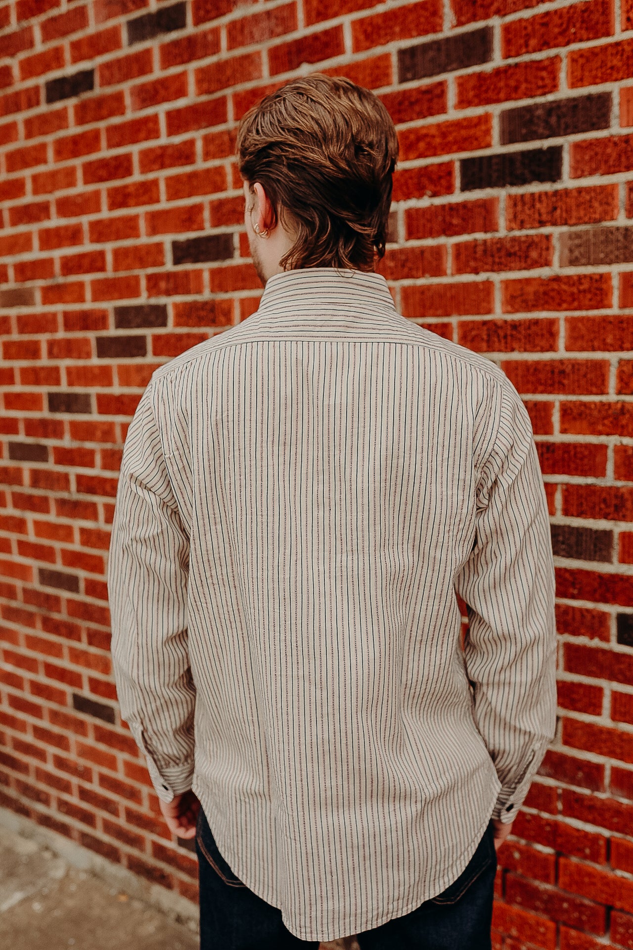Long Sleeve Work Shirt- Dobby Stripe White (SC29146)