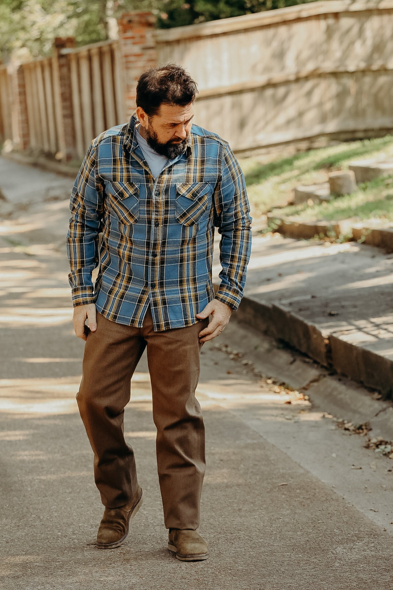 Heavy Flannel Shirt - Blue and Gold