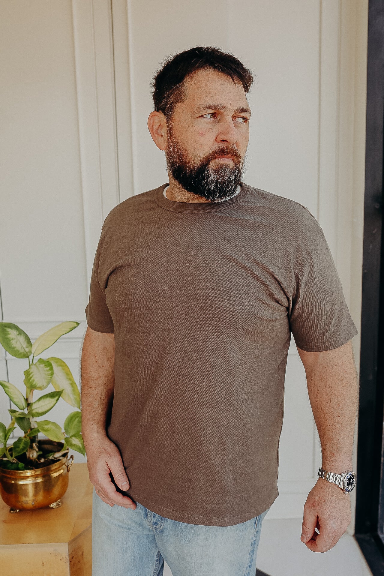 No.8 SLUB NEP SHORT SLEEVE T-SHIRT -Coffee