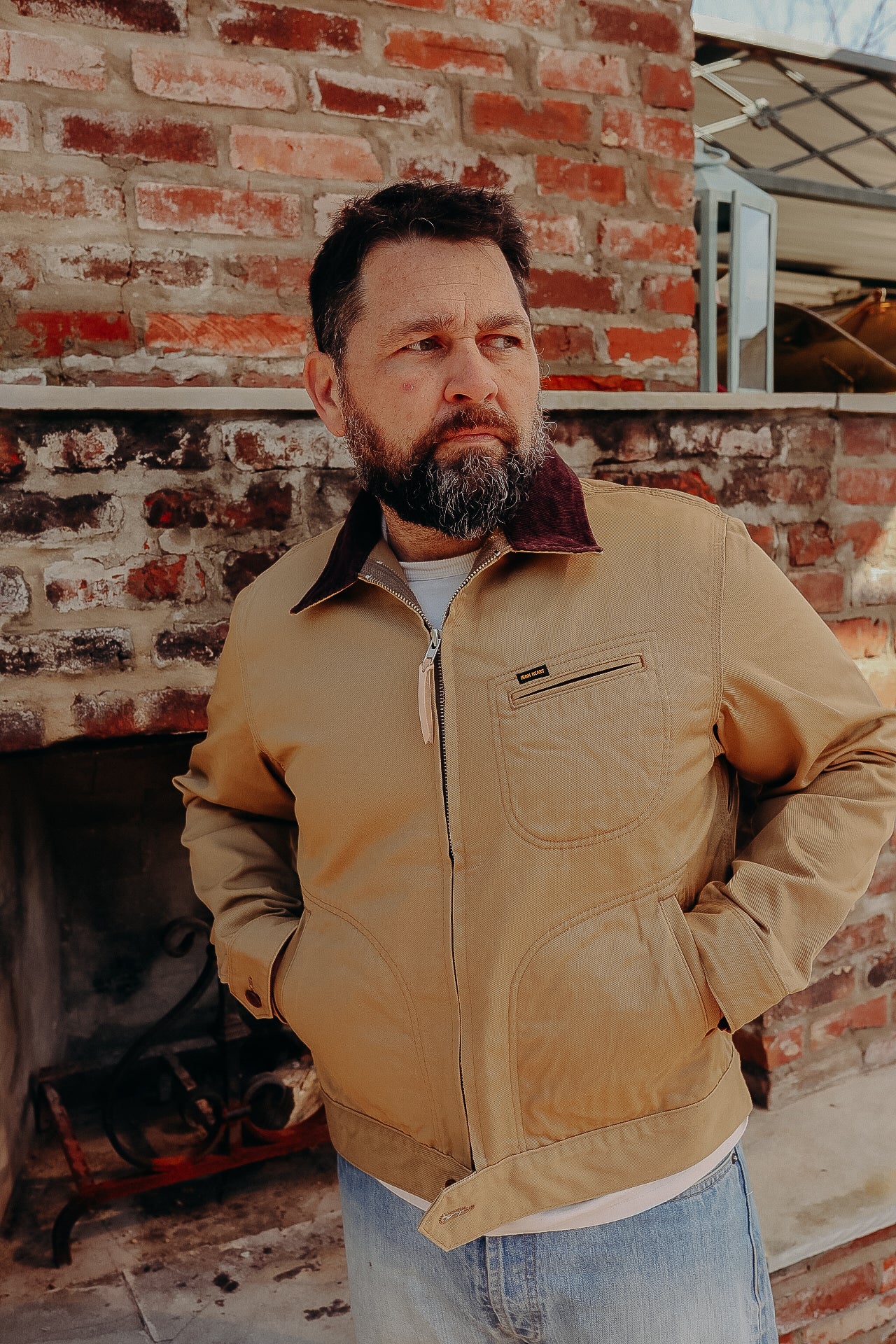 12oz Kurashikizome® Twill Work Jacket - Beige IHJ-144-BEI