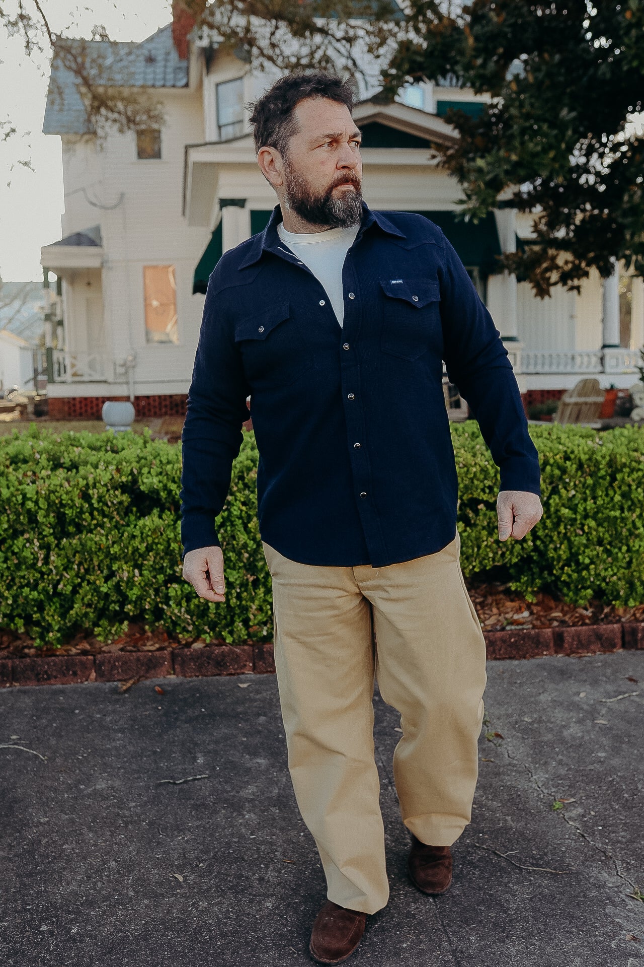 5oz Selvedge Dobby Cloth Western Shirt - Indigo IHSH-413-IND