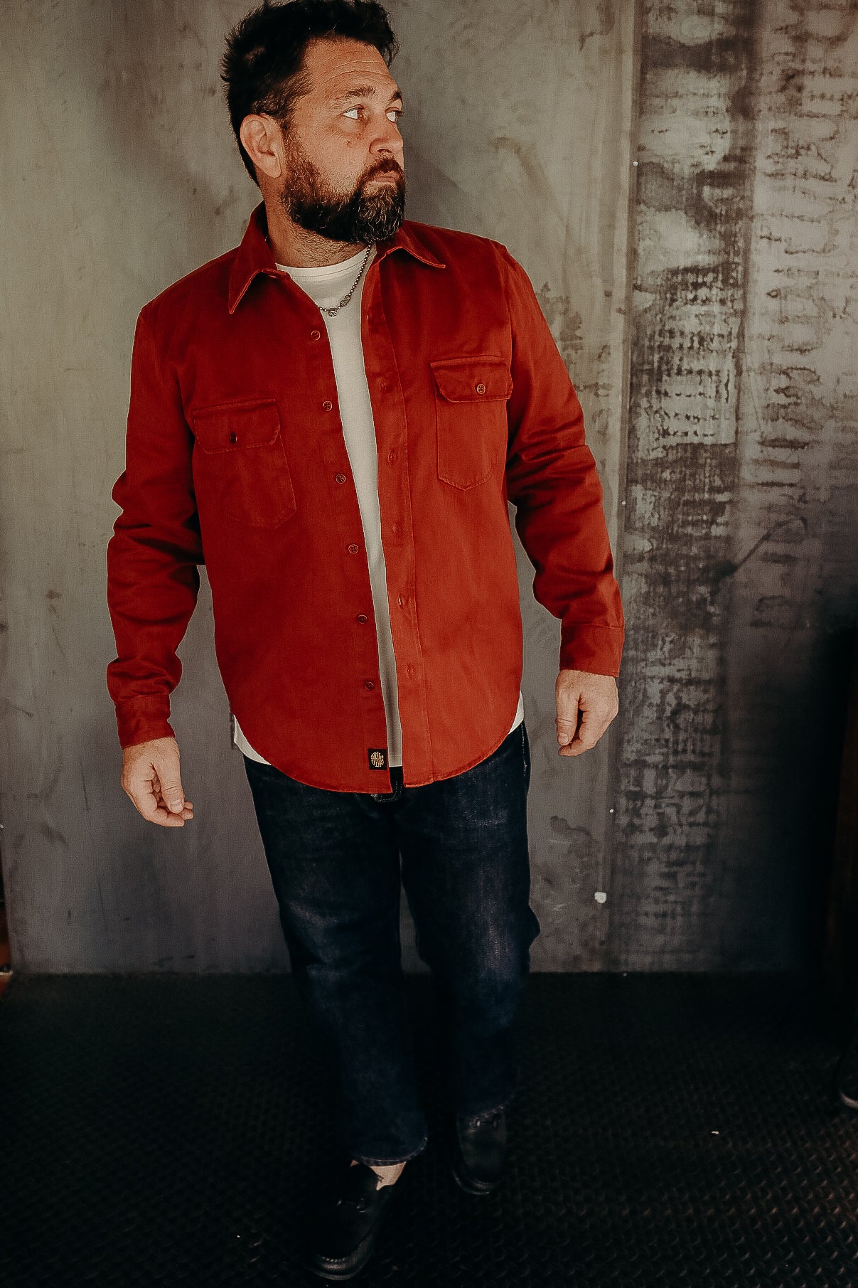 Alamo Shirt, Cotton Twill- Tiger Heron
