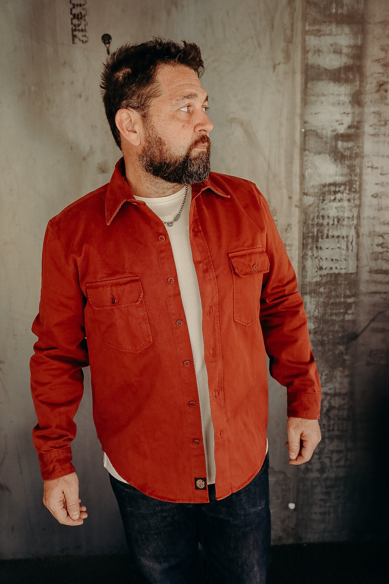 Alamo Shirt, Cotton Twill- Tiger Heron