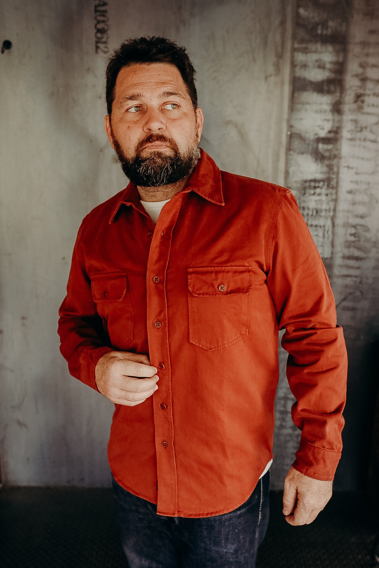 Alamo Shirt, Cotton Twill- Tiger Heron
